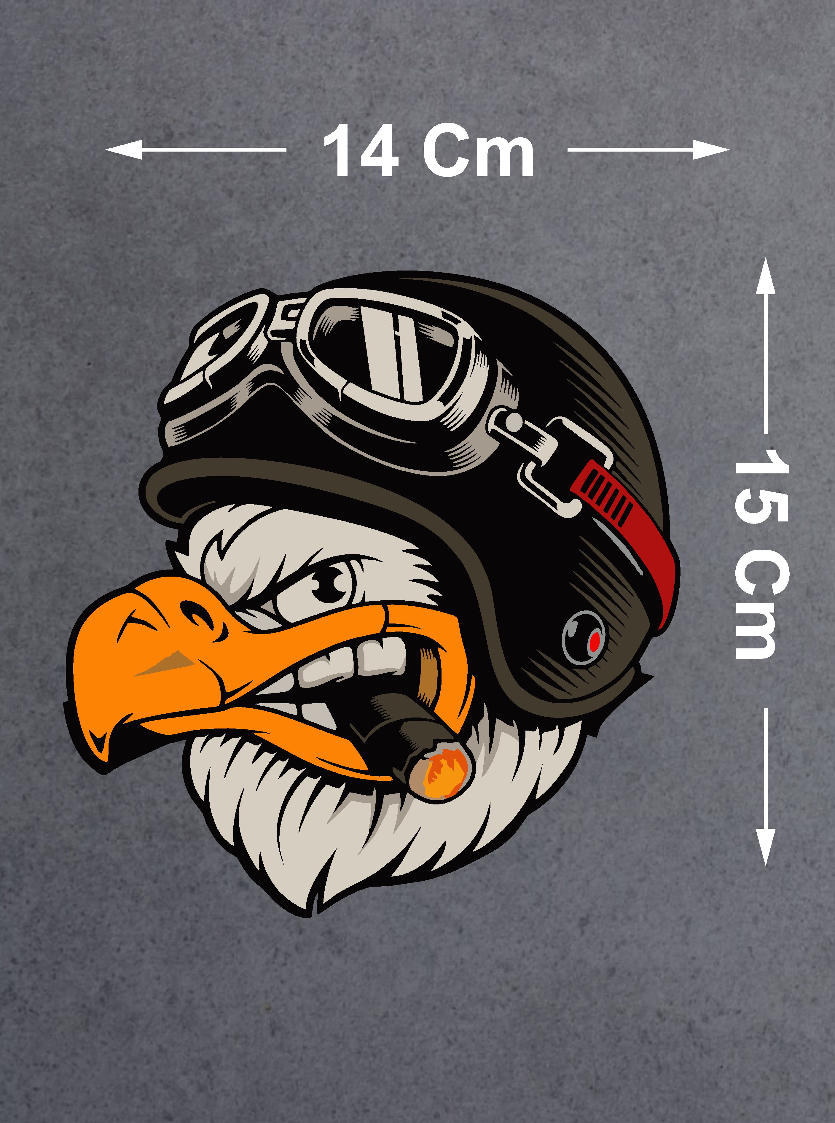 Kartal Pi̇lot Sti̇cker - Motorcu Chopper Sti̇cker - Kask Araba Oto Motosi̇klet Karavan Cam Sti̇cker 00088 10X9 Cm 