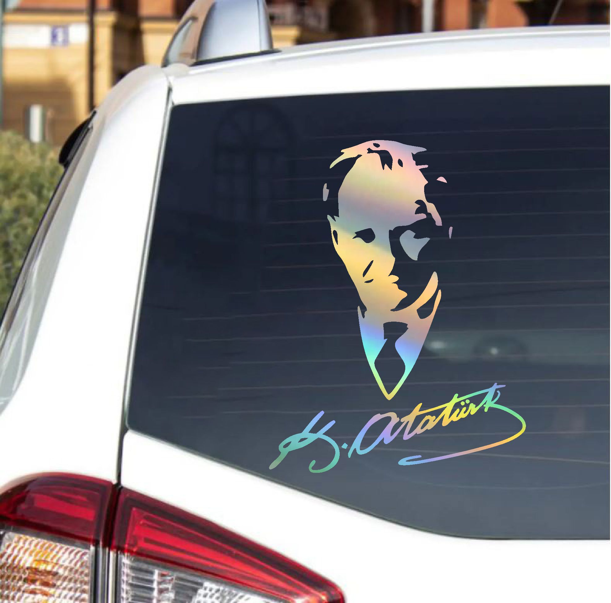 Hologramlı Janjanlı Atatürk Ve İmza Sticker - Araba Oto Motosiklet Sticker 02527 25X19 Cm 