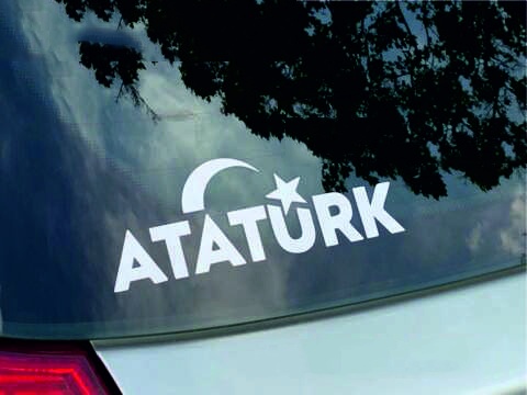 Atatürk Ay Yıldız Türk Bayrağı Sti̇cker 00884 45X16-Beyaz
