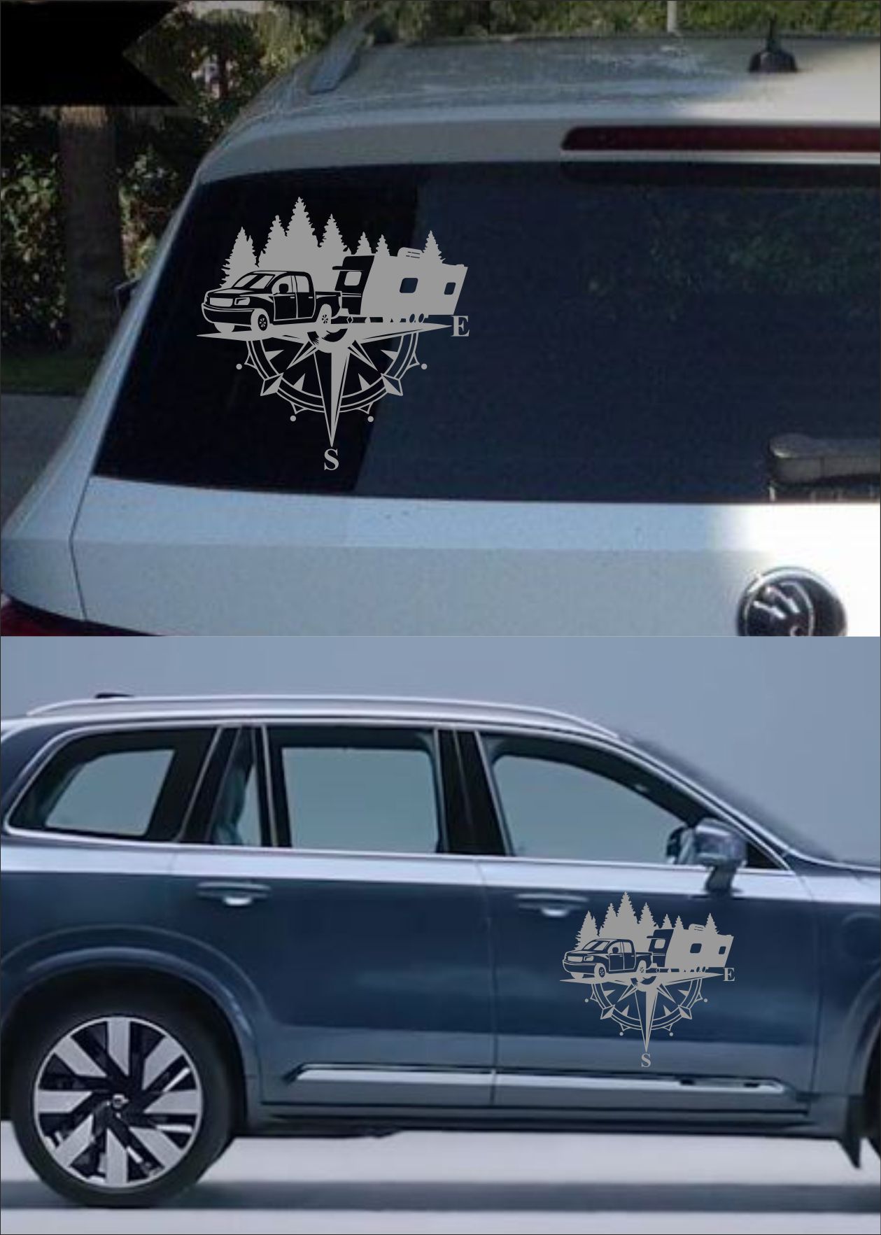 Pusula Ve Karavan Sti̇cker, Kamp Kampçı Doğa, Araba Oto Pi̇ckup Karavan Sti̇cker 02518 40X40 Cm 