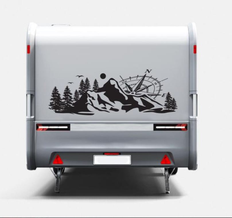 Pusula Dağ Orman Sti̇cker - 4X4 Kamp Adventure Pi̇ckup Karavan Araba Sti̇cker - Araç Araba Cam Sti̇cker - 00303 50 Cm 