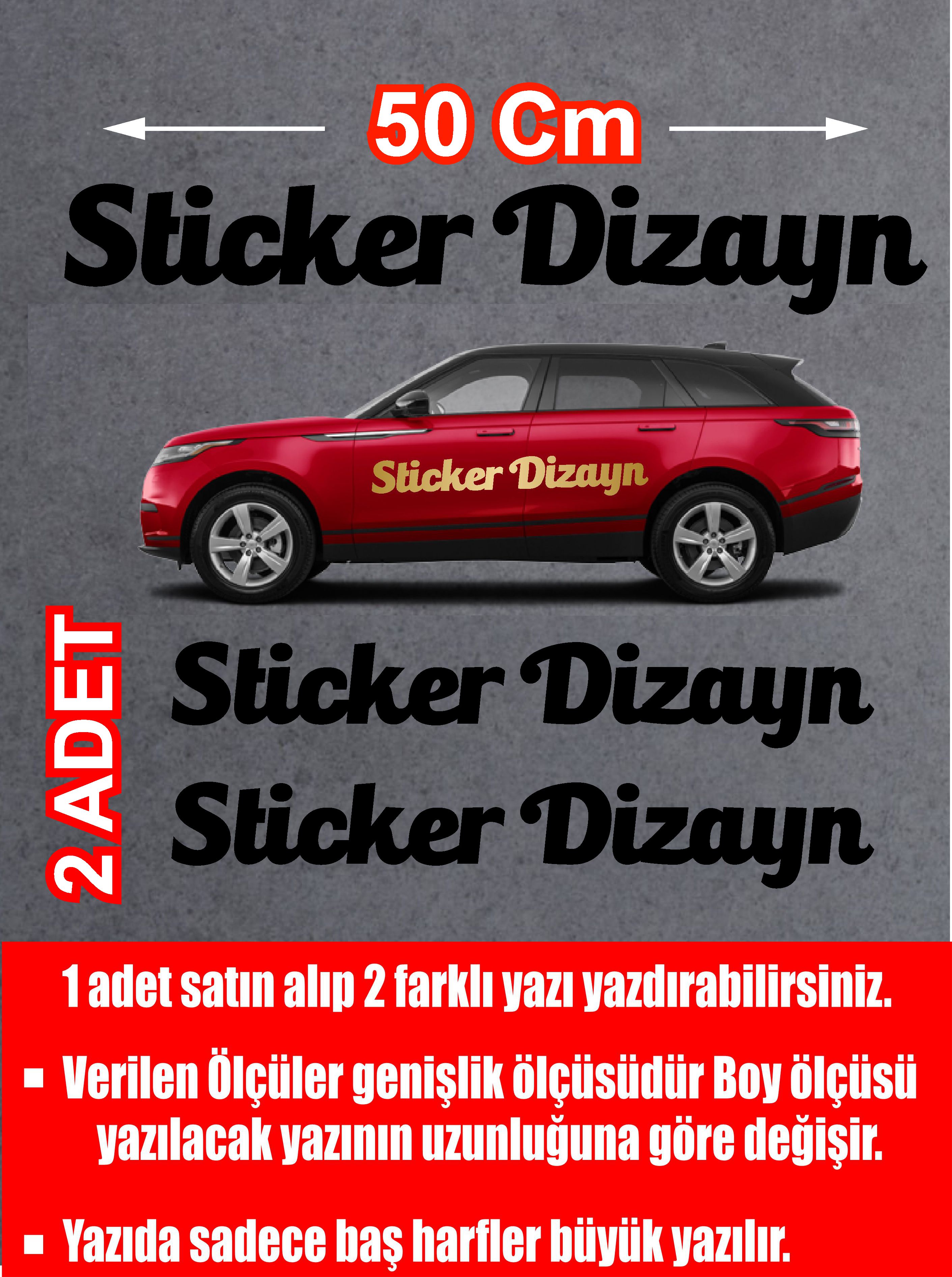 Ki̇şi̇ye Özel Yazı - 2 Adet Isi̇m Soyi̇si̇m Yazı - Araba - Oto - Araç -Motosi̇klet - Karavan Sti̇cker Eti̇ket 02515 50 Cm 