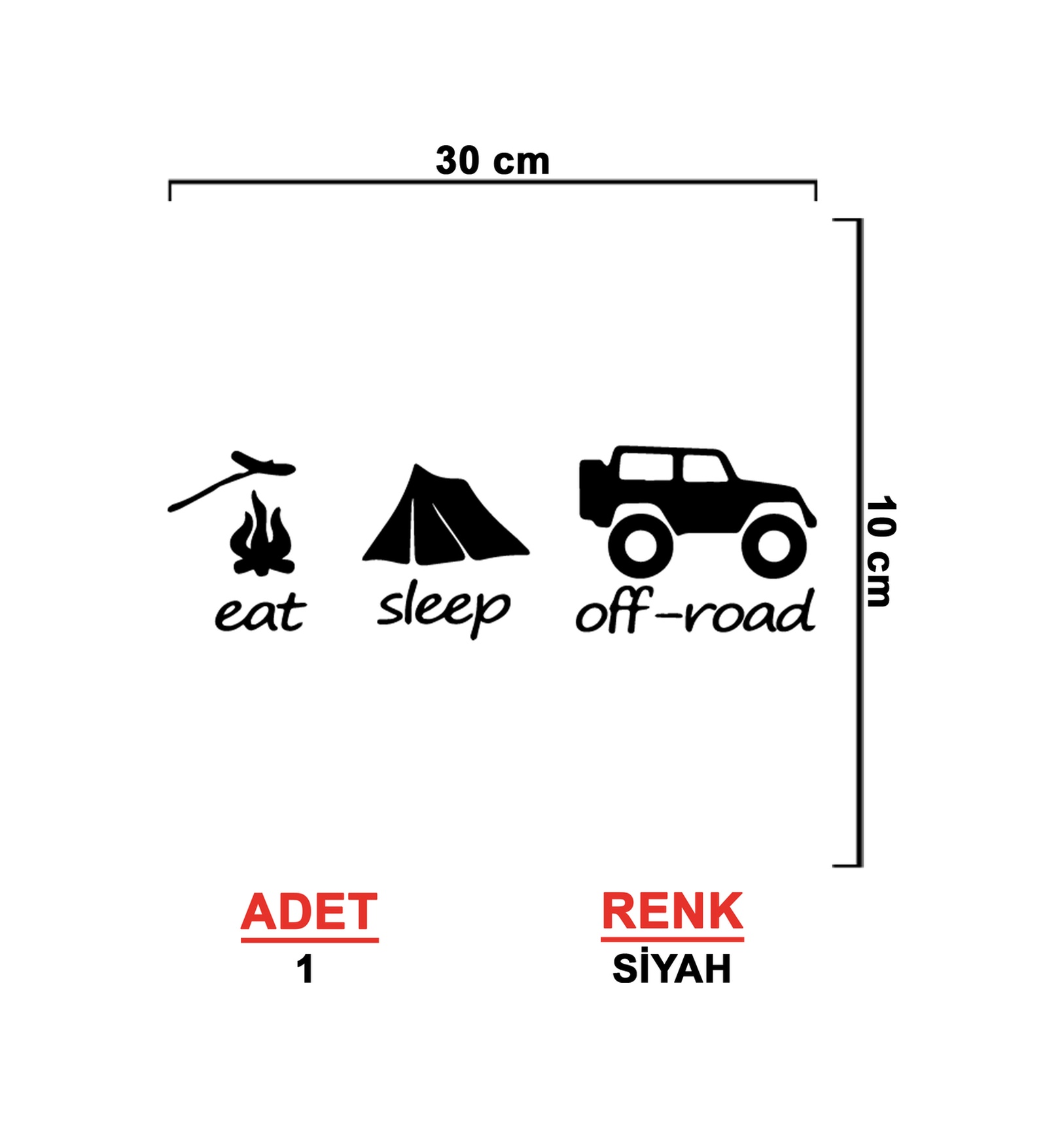 Eat Sleep Offroad Sti̇cker - 4X4 Sti̇cker - 30Cmx10Cm - Si̇yah