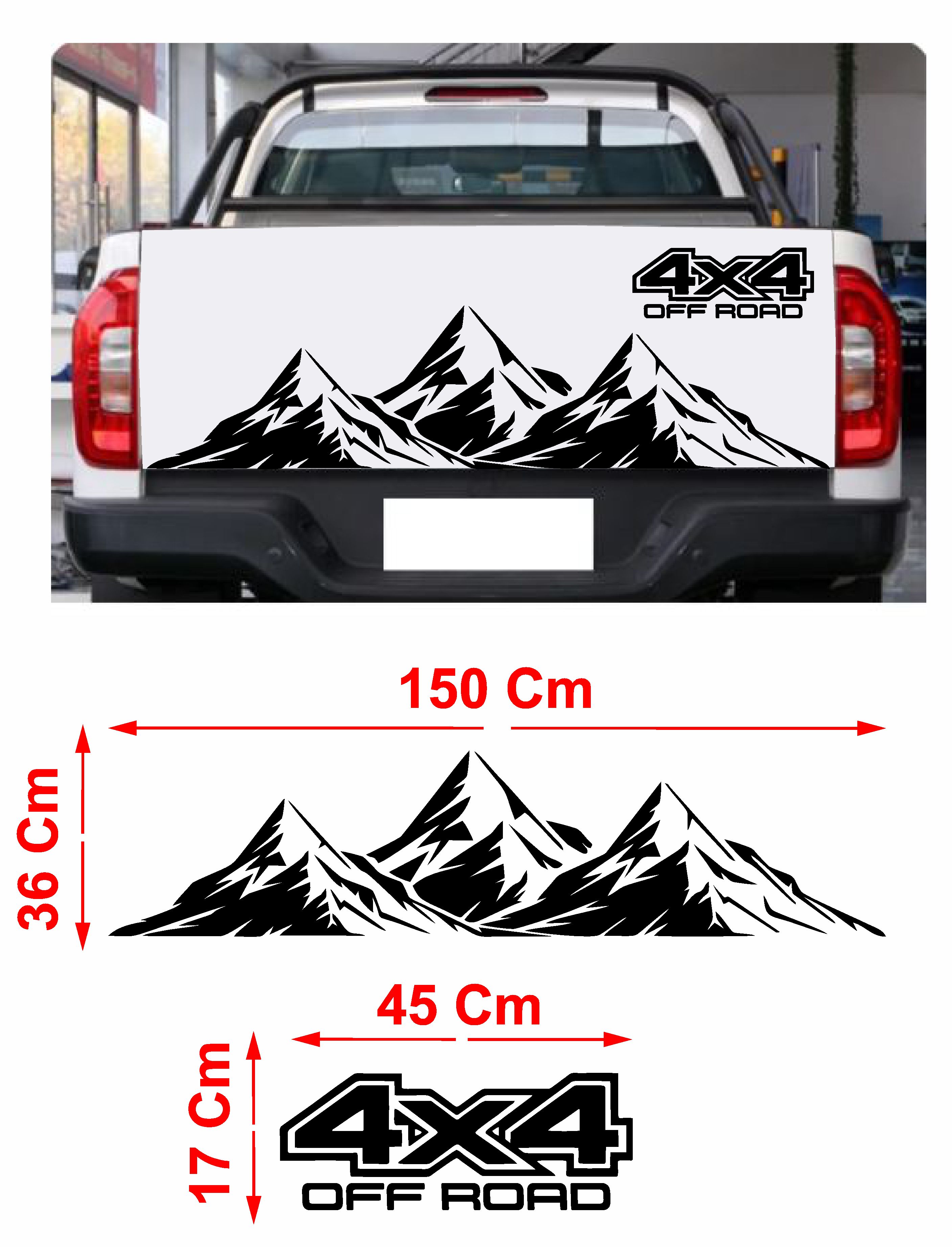 4X4 Ve Dağ Sti̇cker - Off Road 4X4 Dağ Araba Oto Kamyonet Araba Cam Arka Bagaj Oto Sti̇cker - 00124 150X36Cm 45X17Cm 