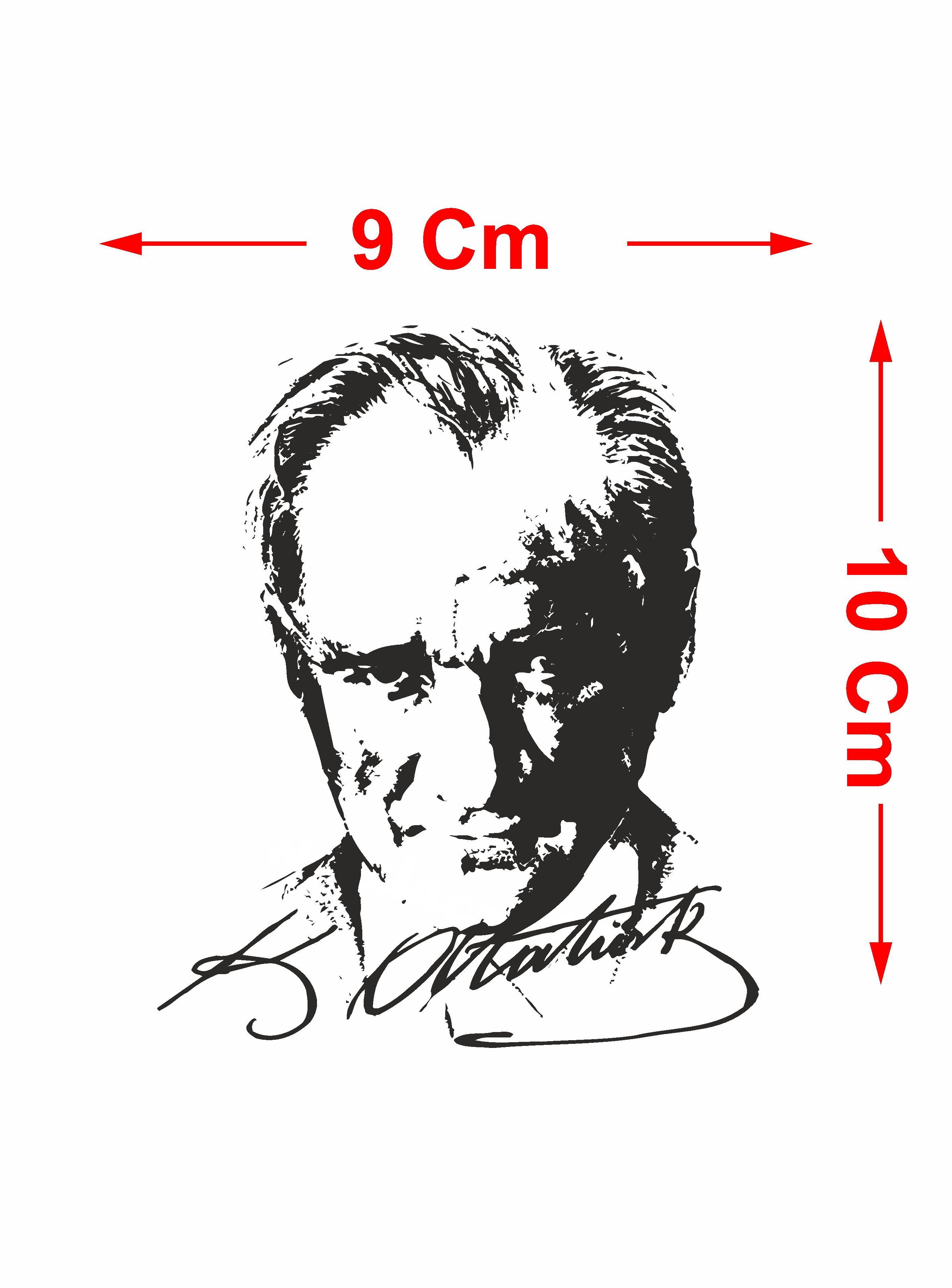 Atatürk - Mustafa Kemal Atatürk Sti̇cker - Araba - Oto - Motosi̇klet Sti̇cker 00017 50X43 Cm 