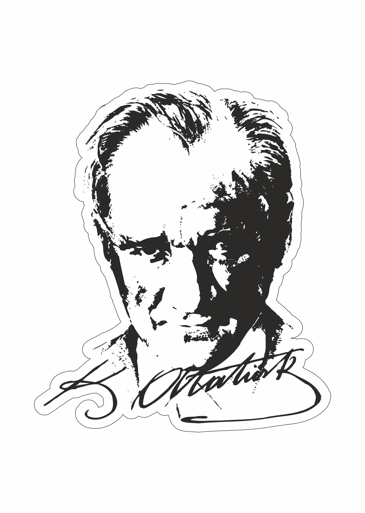 Atatürk - Mustafa Kemal Atatürk Sti̇cker - Araba - Oto - Motosi̇klet Sti̇cker 00017 50X43 Cm 