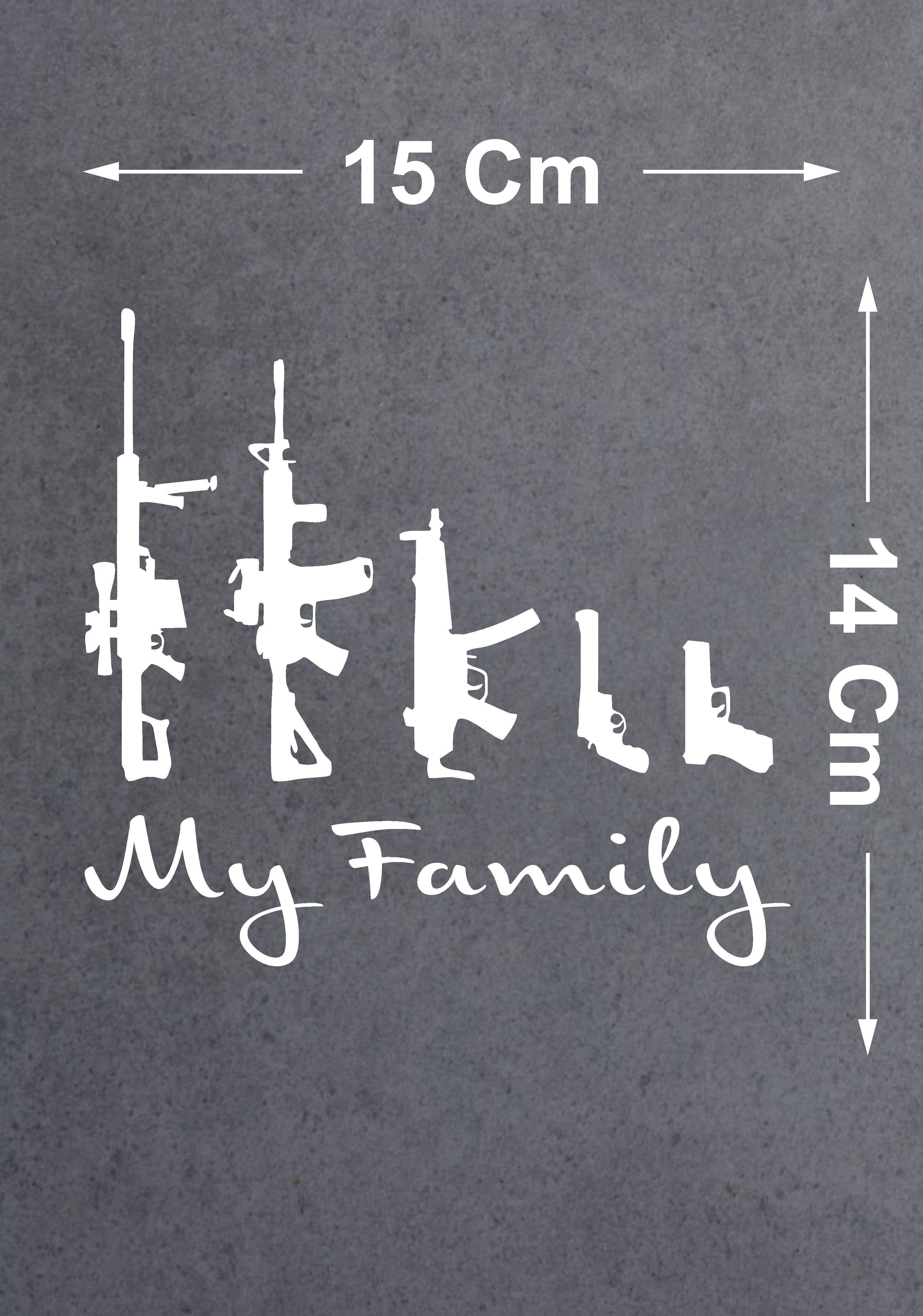 Silah Ailesi My Family Sticker - Araba Oto Motosiklet Karavan Cam Sticker - 00125 15X14 Cm 