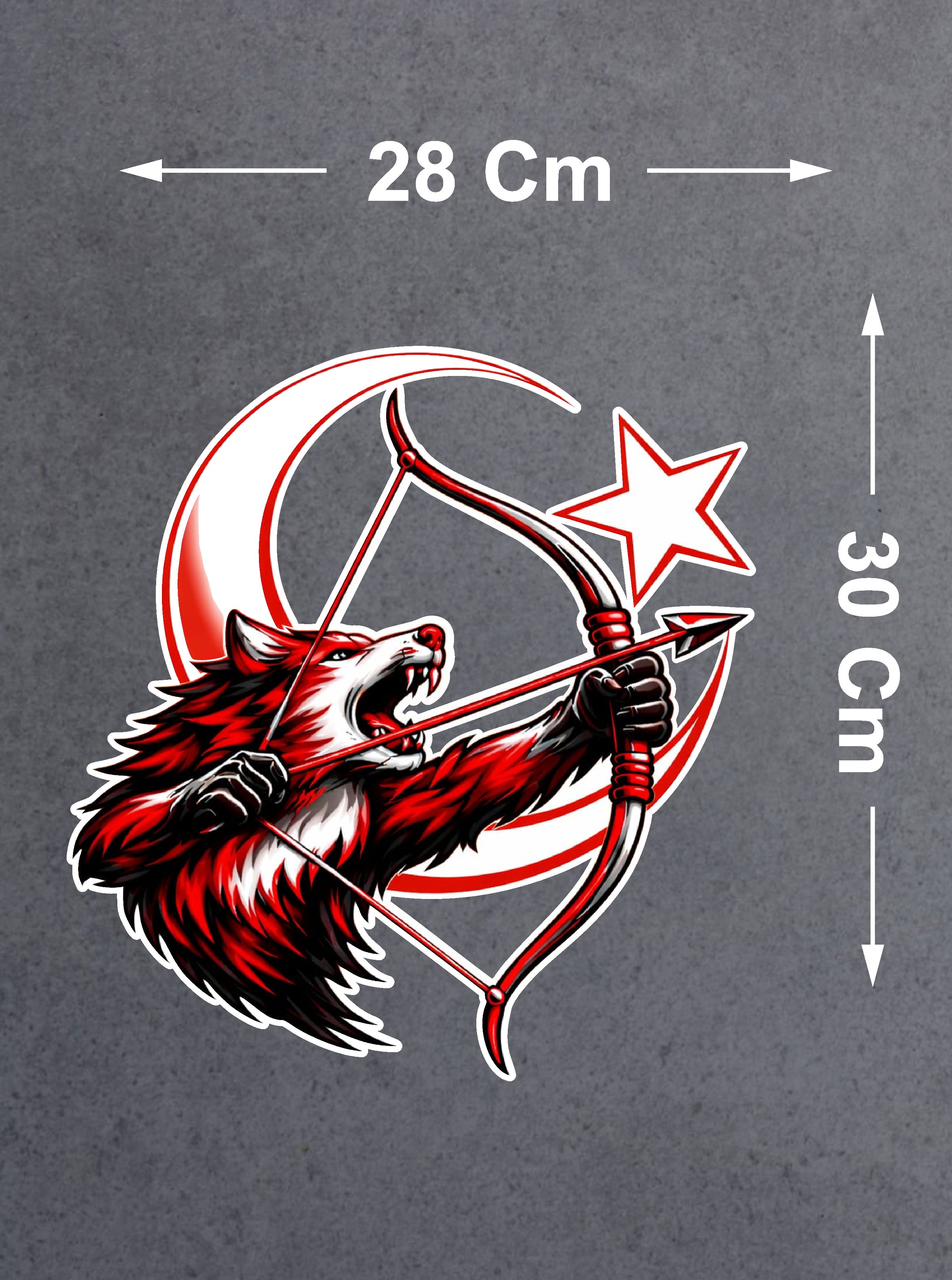 Kurt Gökbörü Ay Yıldız Bayrak Sti̇cker - Araba Oto Motosi̇klet Karavan Sti̇cker - 00316 12X11 Cm 