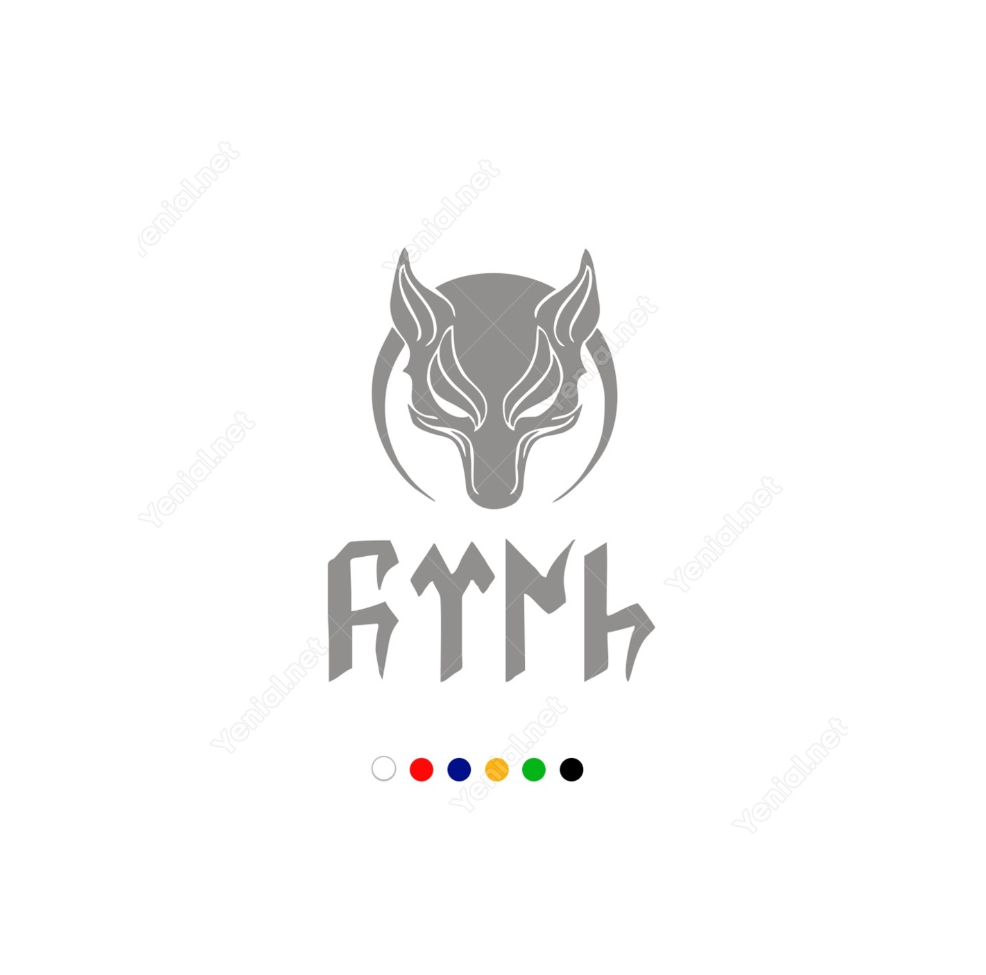 Ay Yıldız Kurt Türk Yazısı Göktürk Alfabesi̇ Sti̇ckeri̇ Çıkartması (407468173) Beyaz-45Cm Yüksekli̇k