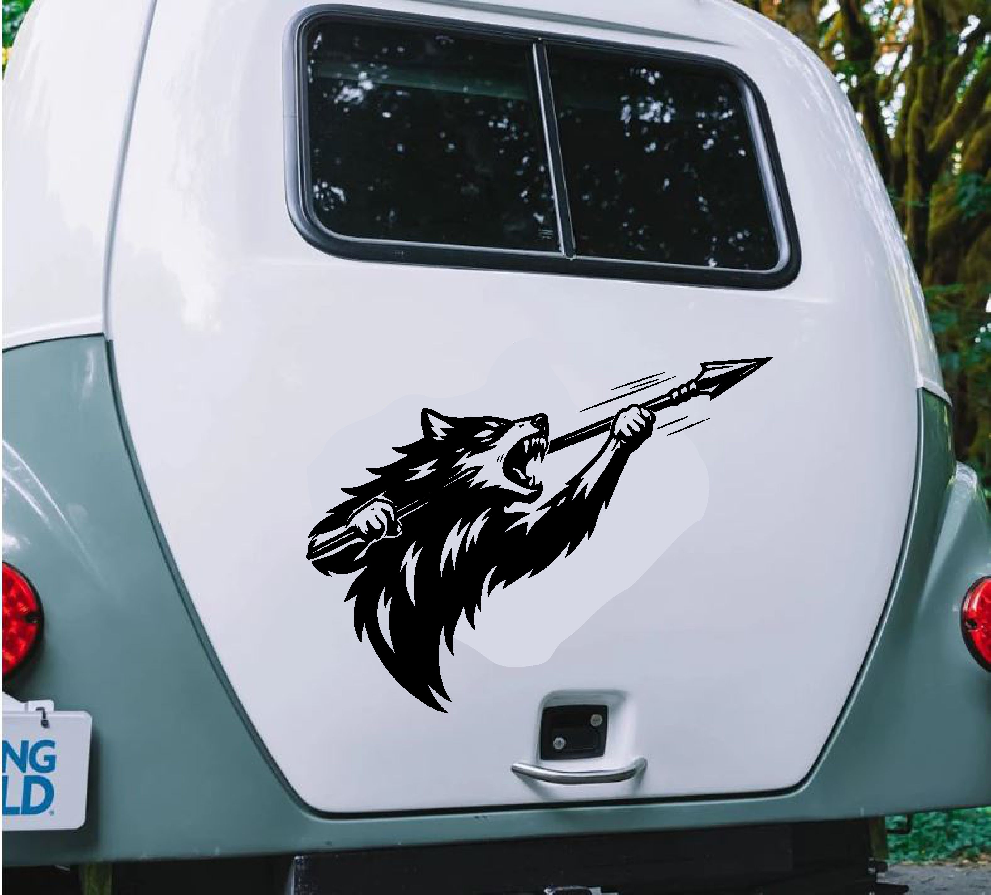 Mızraklı Gökbörü Kurt Sti̇cker - Araba Oto Motosi̇klet Karavan Sti̇cker - 00314 15X9 Cm 