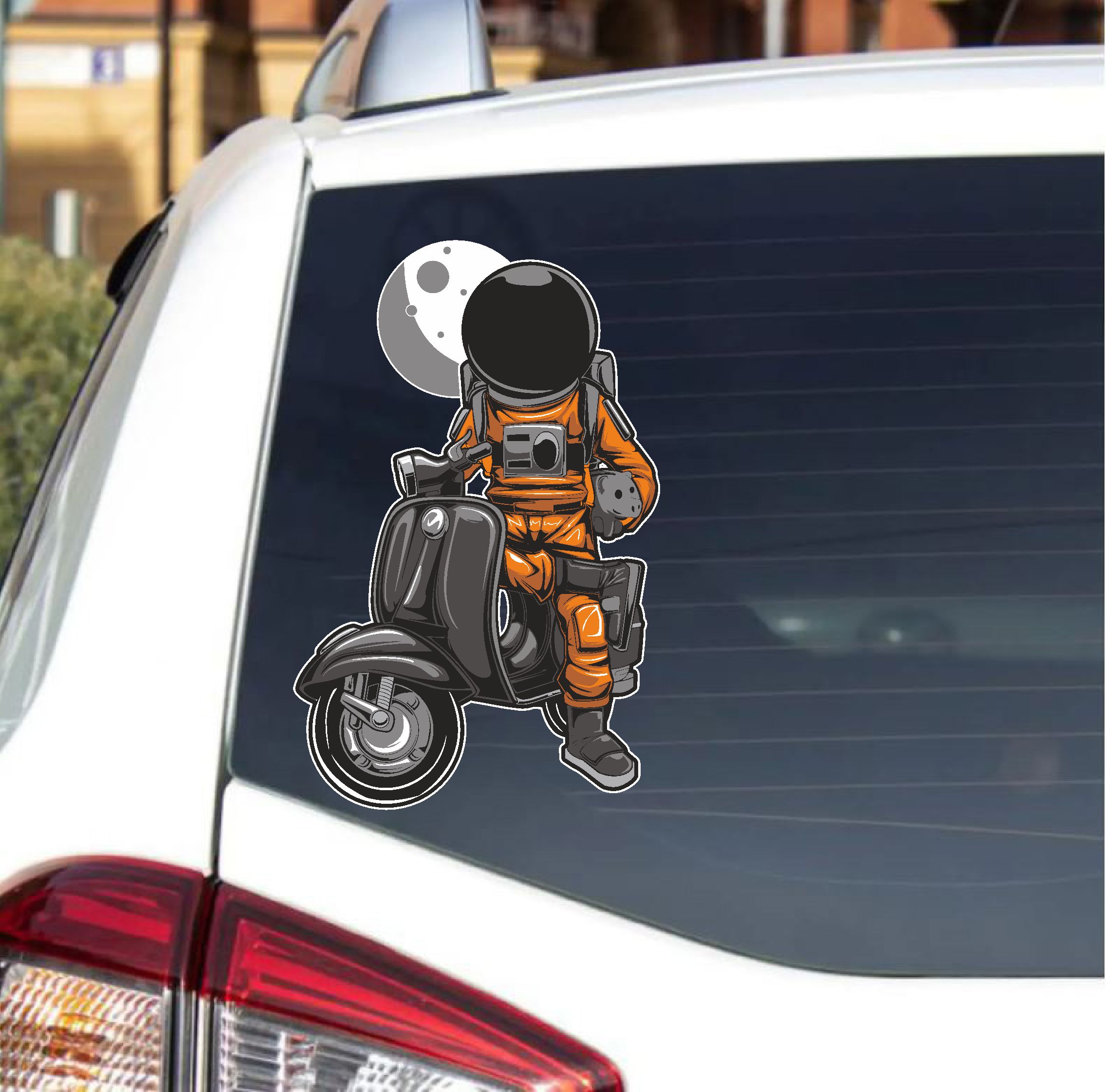 Astronot Uzay Sti̇cker - Araba Oto Motosi̇klet Cam Sti̇cker - 00056 12X8 Cm 