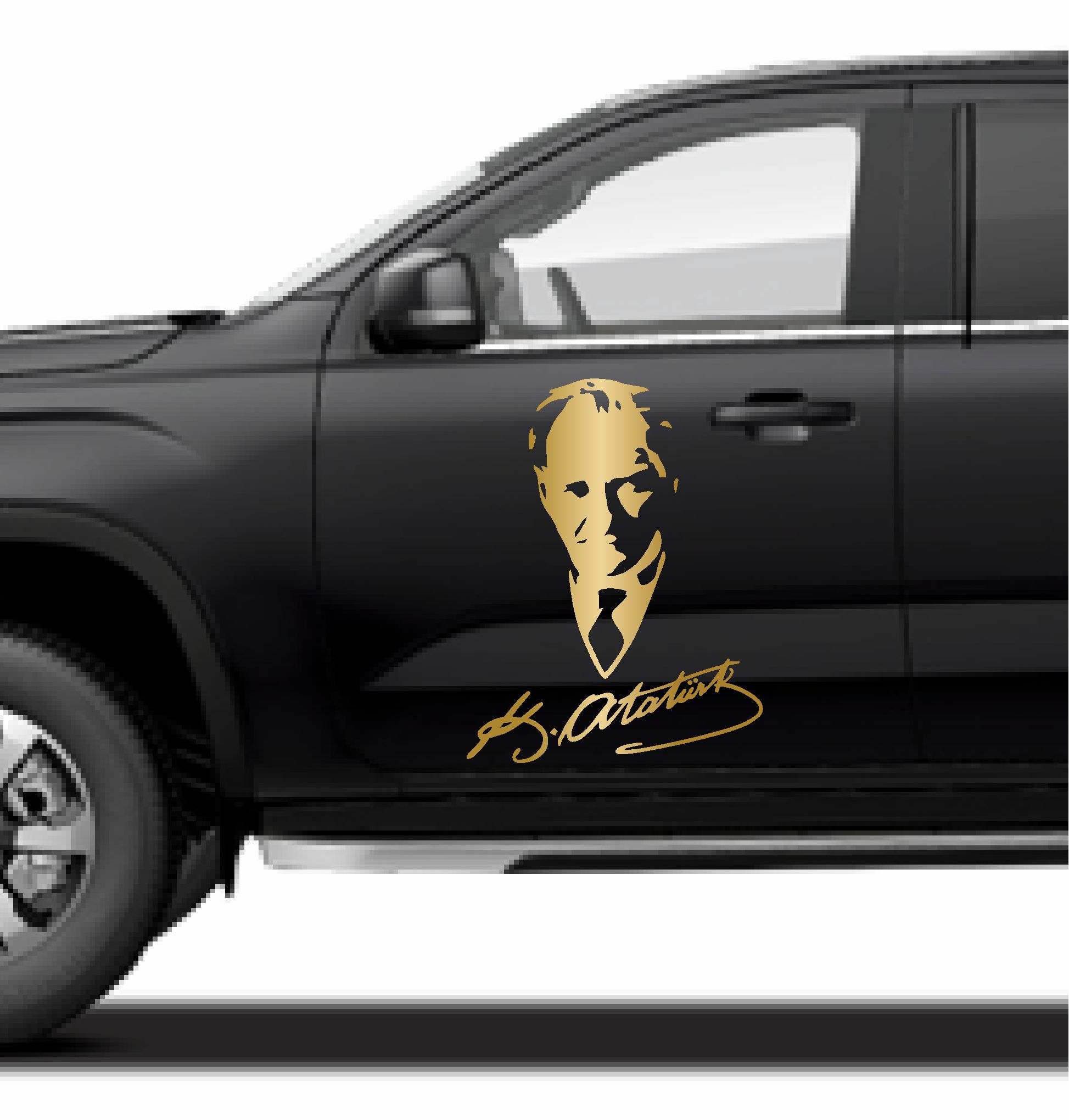 Atatürk İmza Ve Si̇lüet Sti̇cker - Gazi̇ Mustafa Kemal - Atatürk - Araba Oto Motosi̇klet Araç Karavan Sti̇cker 00565 15X11 Cm 