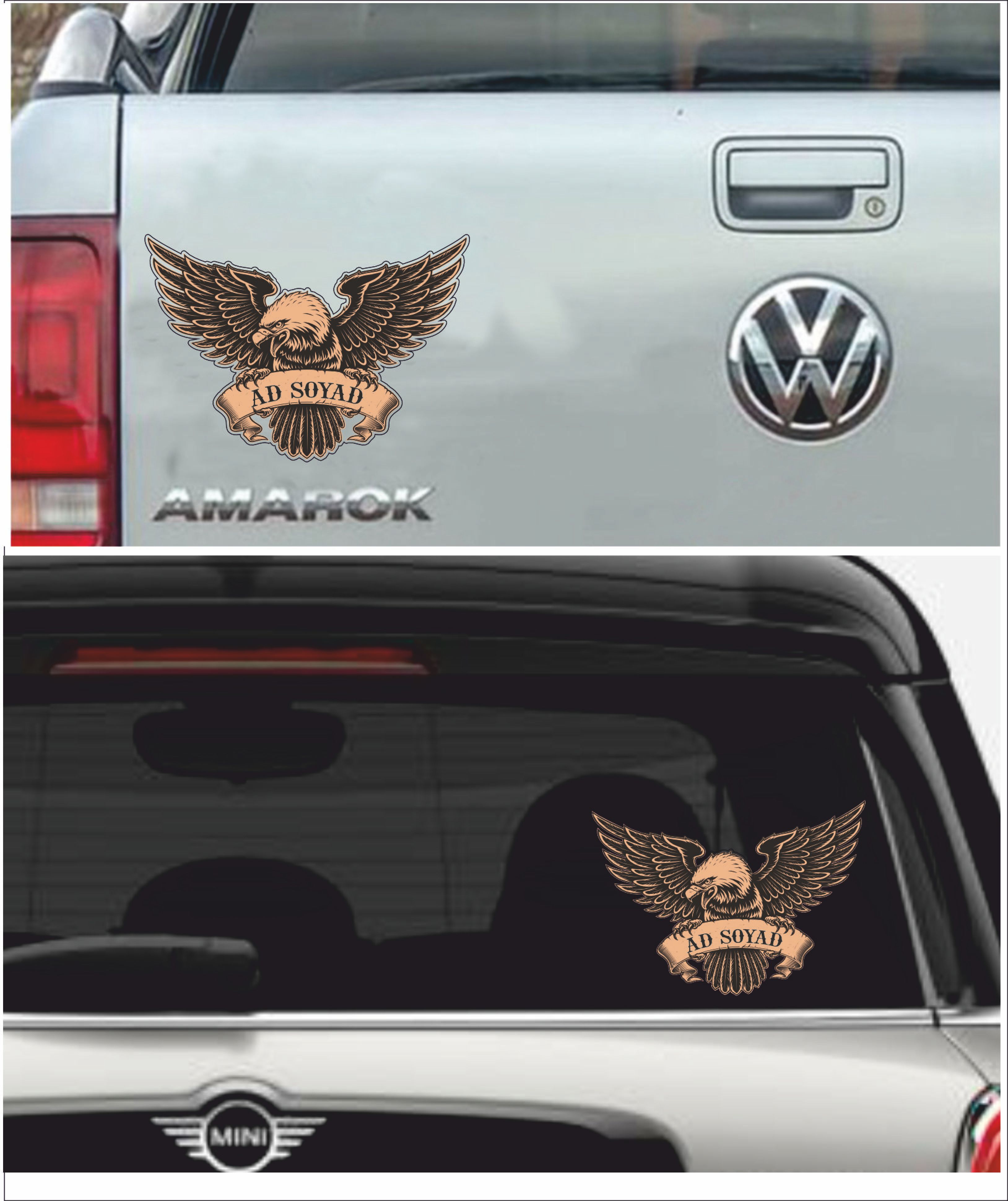 Ki̇şi̇ye Özel Ad Soyad Kartal Sti̇cker - Araba Oto Motosi̇klet Karavan Sti̇cker 00070 10X7 Cm 