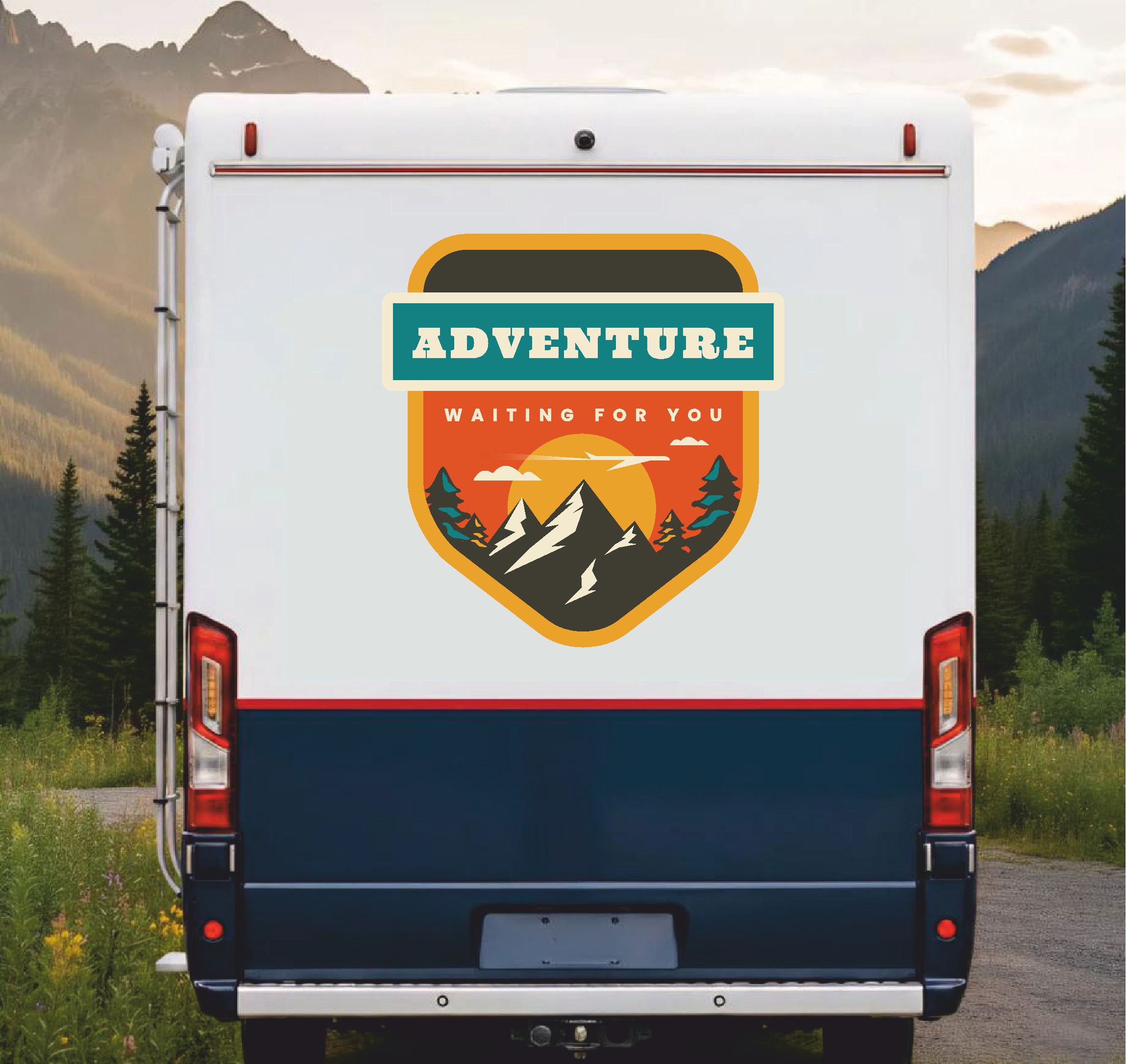 Adventure Kamp Dag Sti̇cker - Araba Oto Motosi̇klet Karavan Cam Sti̇cker - 00118 10X9 Cm 