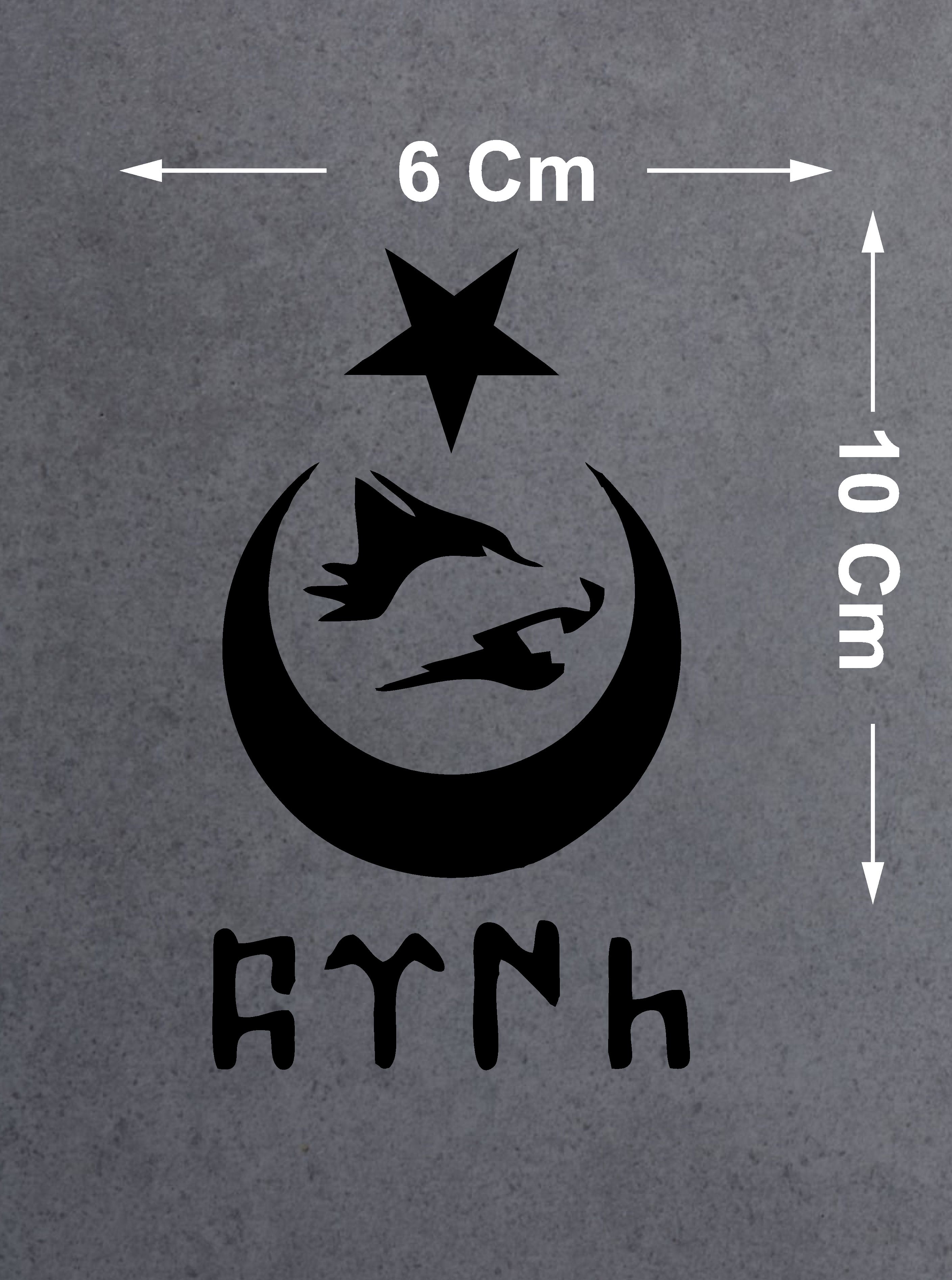 Kurt Ay Yıldız Ve Türk Yazı Sticker - Araba Oto Motosiklet Karavan Sticker - 00672 10X6 Cm 
