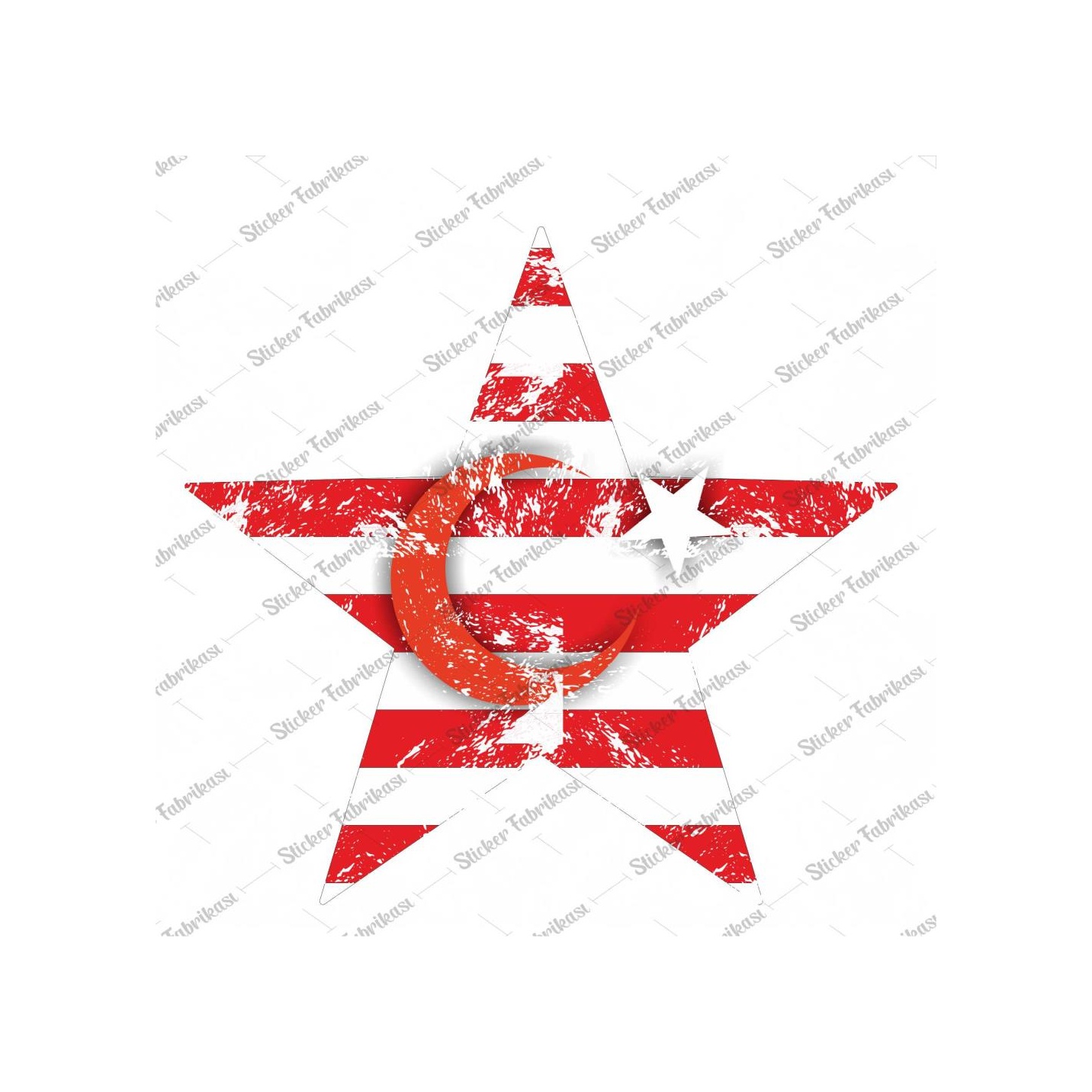 Yıldızlı Türk Bayrağı Sti̇cker 00923 14X14