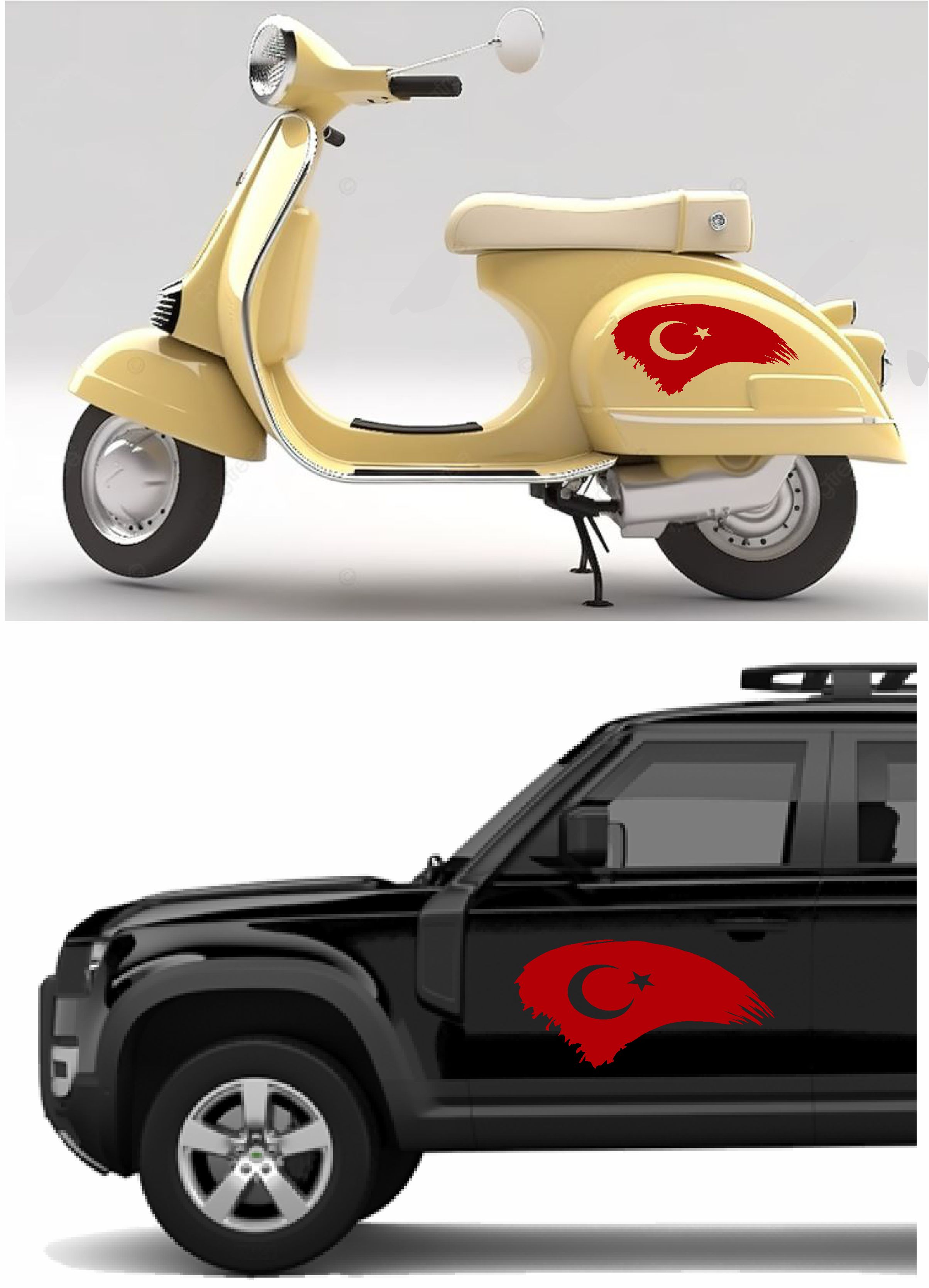 Türk Bayrağı Sti̇cker, Ay Yıldız, Türki̇ye, Araba Oto Motosi̇klet Karavan Sti̇cker 00786 30X15 Cm 