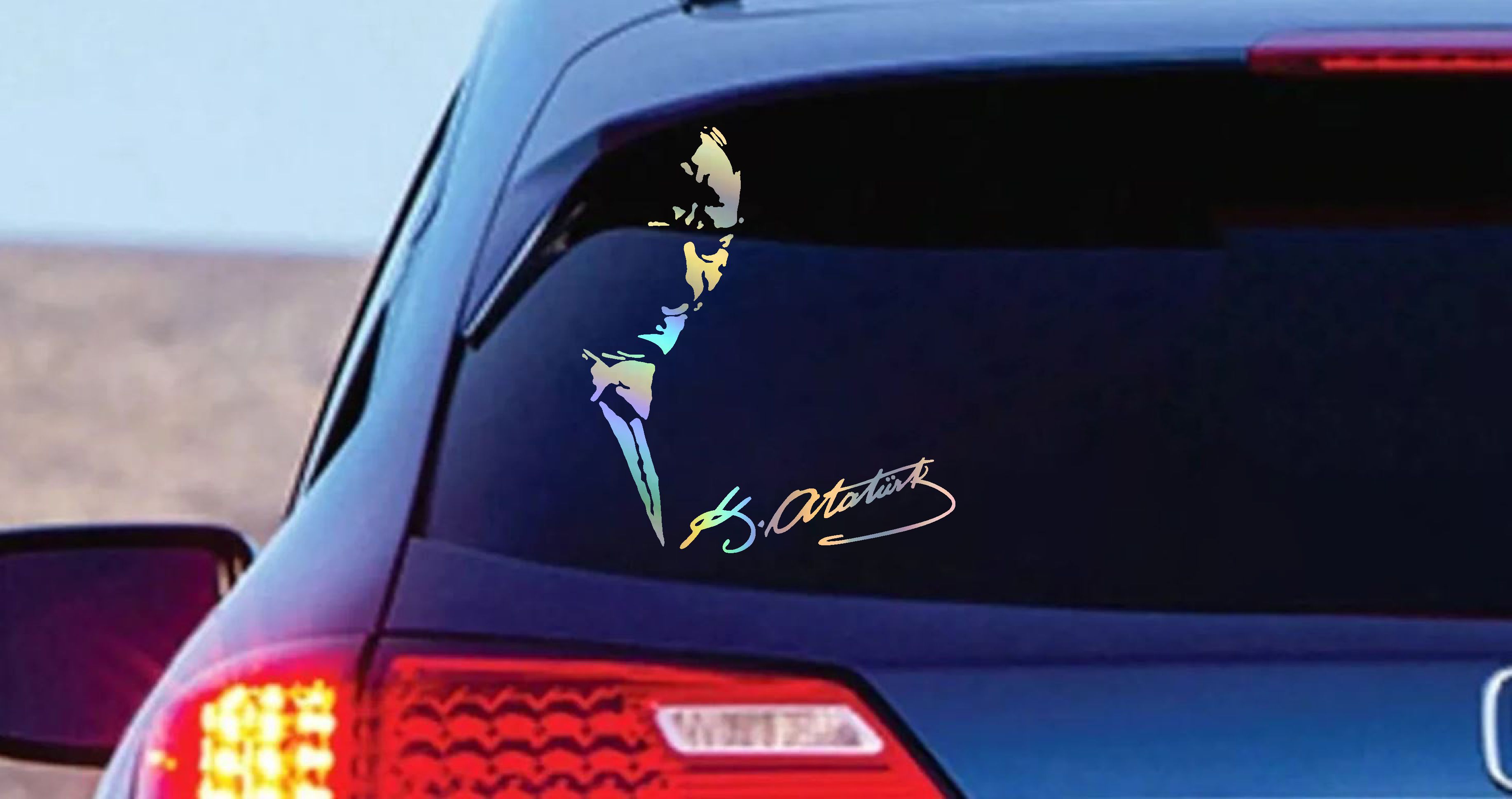 Hologramlı Janjanlı Atatürk Ve İmza Sti̇cker - Araba Oto Motosi̇klet Sti̇cker 02526 30X26 Cm 