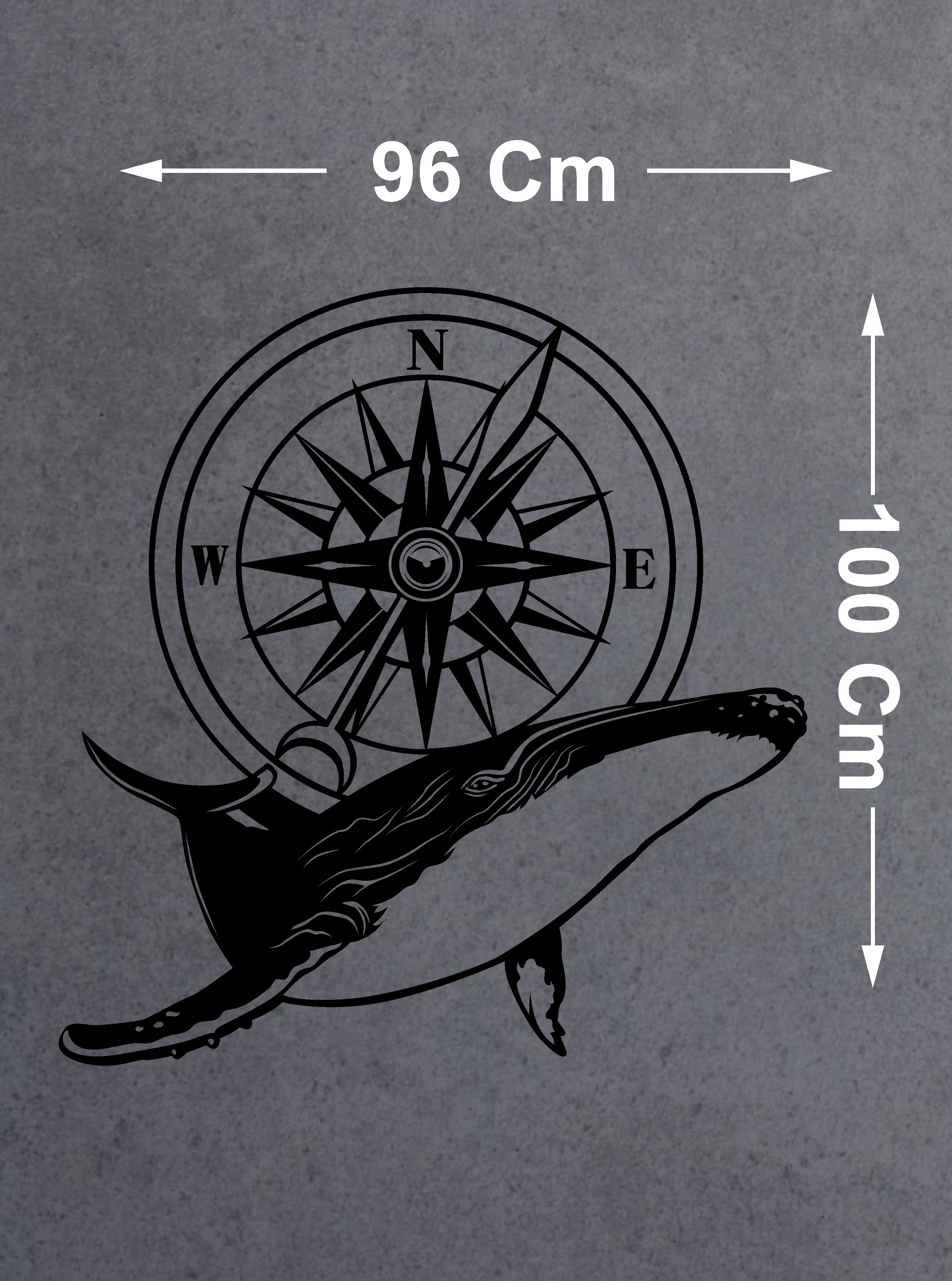 Balina Ve Pusula Sticker - Araba Oto Motosiklet Karavan Cam Sticker - 00082 30 Cm 