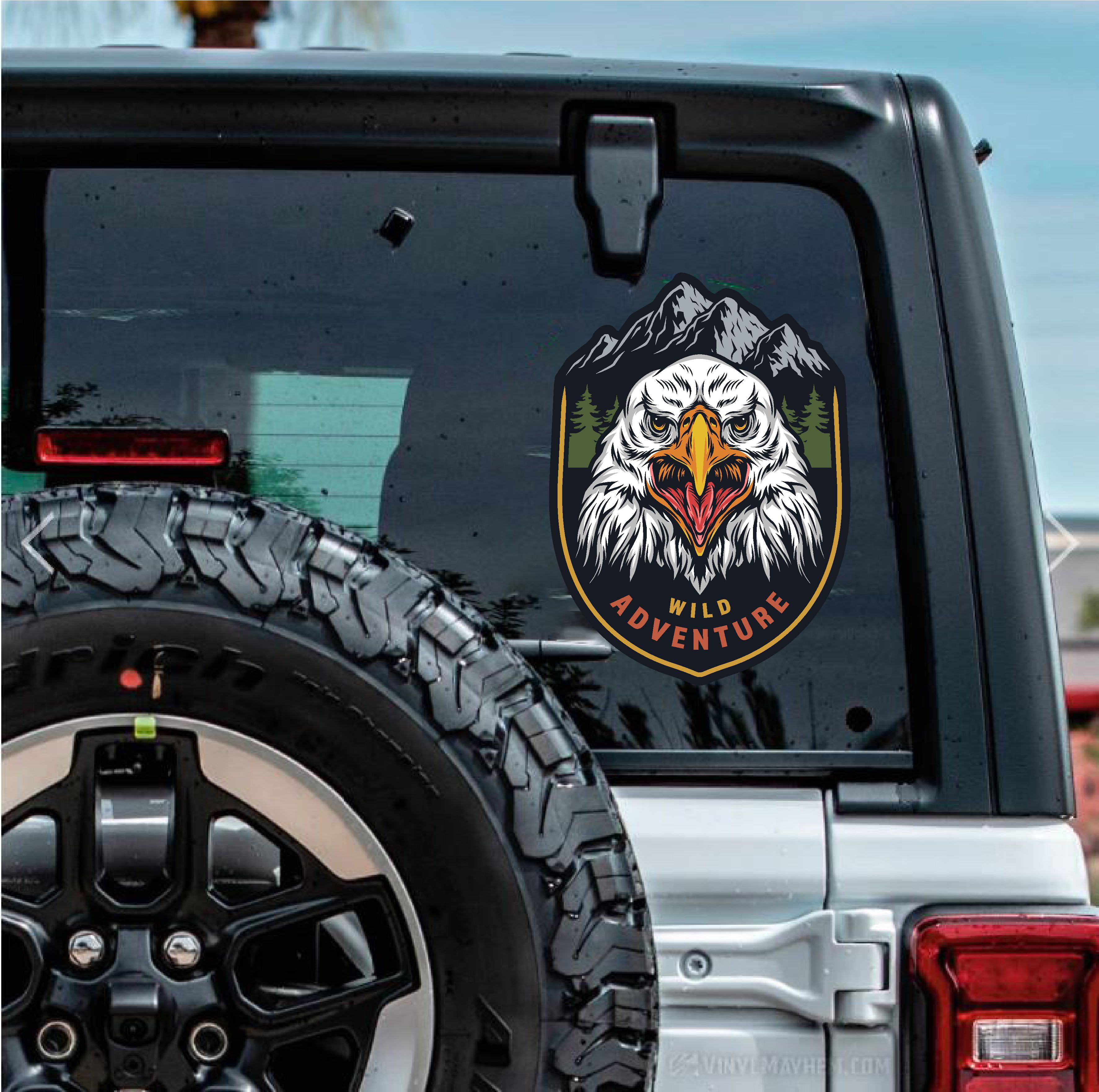 Vahşi̇ Kartal Sti̇cker - Wi̇ld Adventure Off Road 4X4 Kamp Sti̇cker - Araba Oto Motosi̇klet Karavan Cam Sti̇cker - 00051 12X9 Cm 
