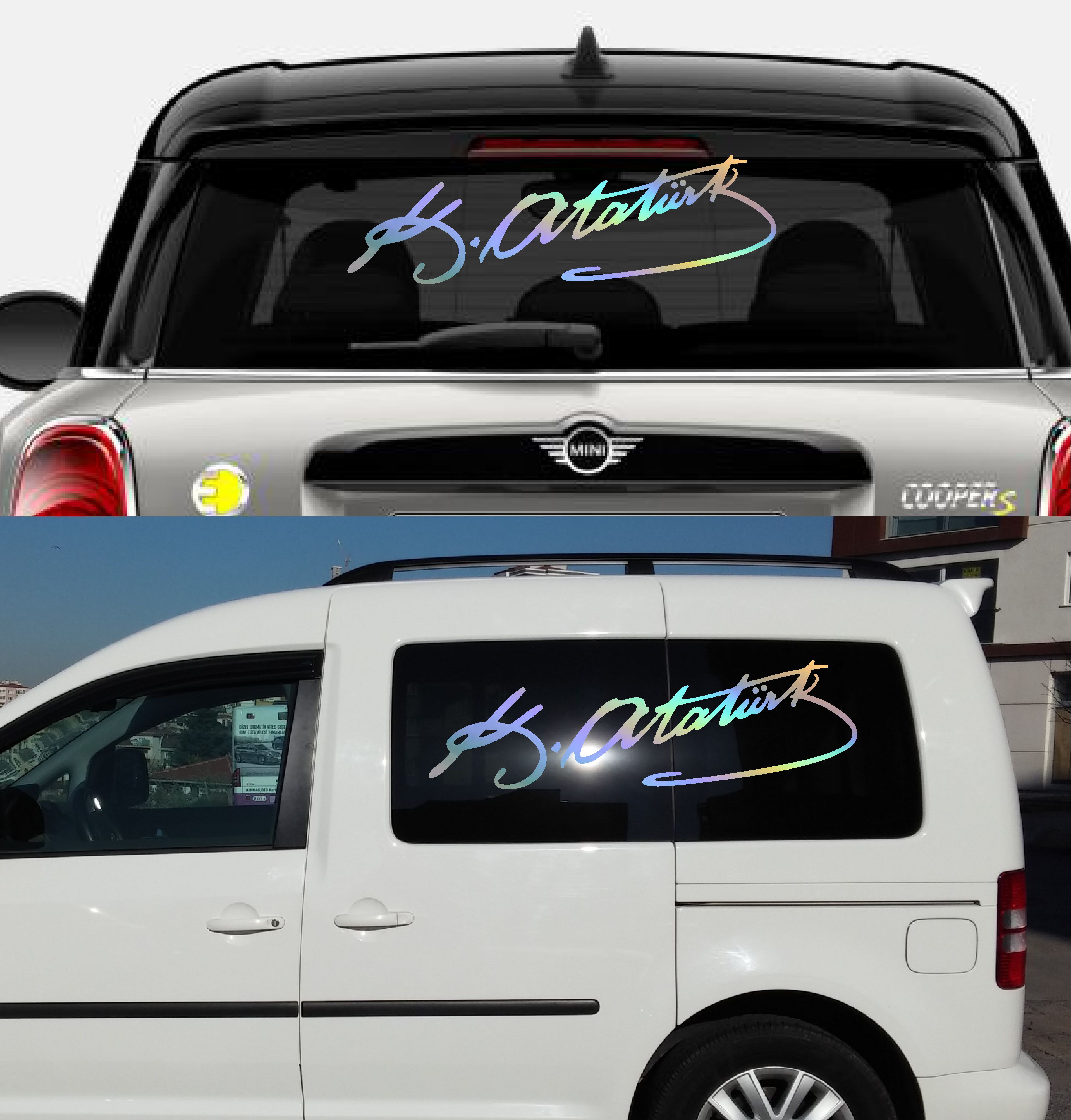 Atatürk Imza Sti̇cker - 2 Adet Mustafa Kemal Atatürk Imza Araba Oto Motosi̇klet Karavan Sti̇cker 00016 50X15 Cm 