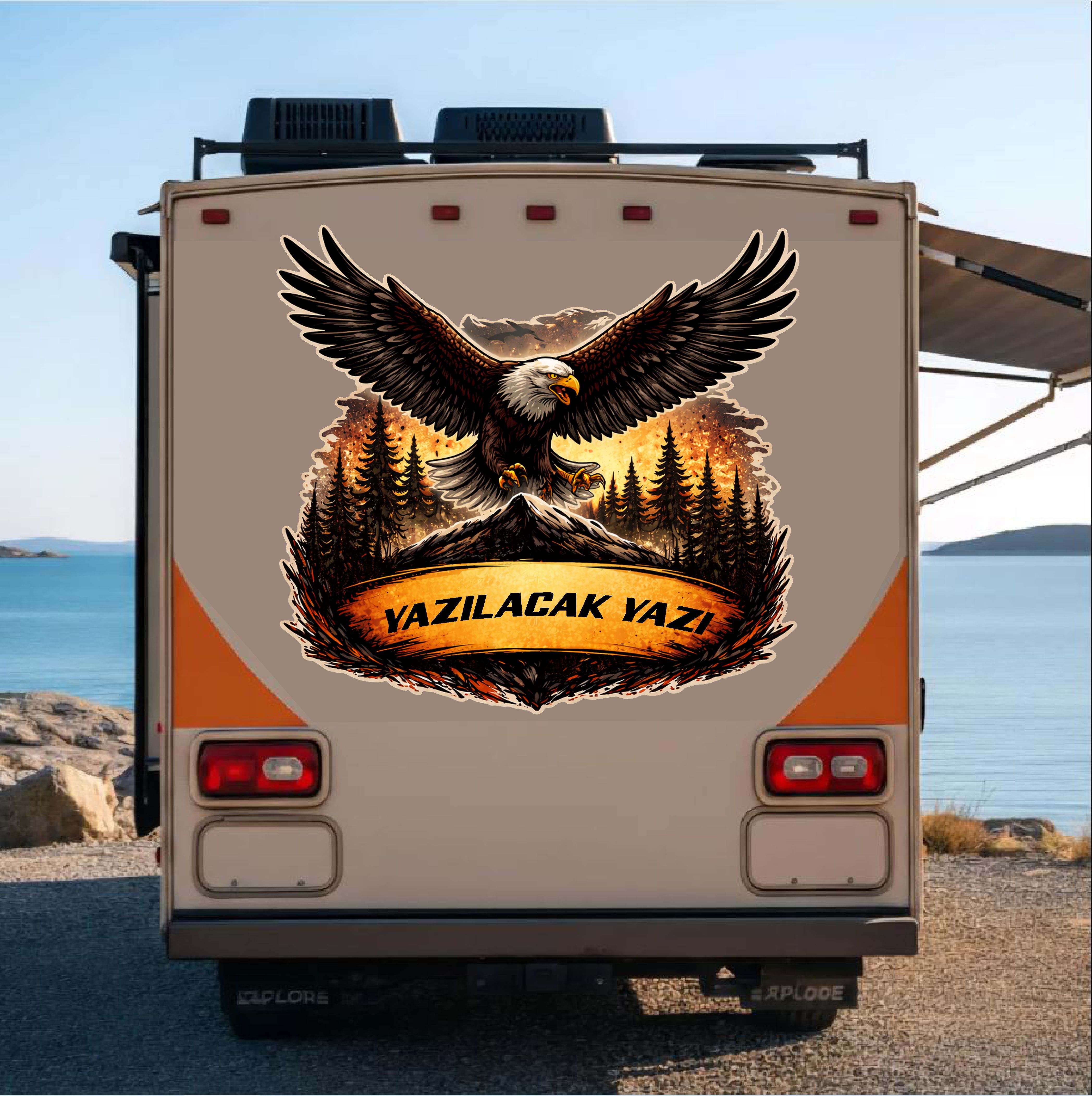 Ki̇şi̇ye Özel Vahşi̇ Kartal Sti̇cker - Vahşi̇ Hayat 4X4 Off Road Adventure Sti̇cker - Araba Oto Motosi̇klet Karavan Cam Sti̇cker - 00335 10X9 Cm 