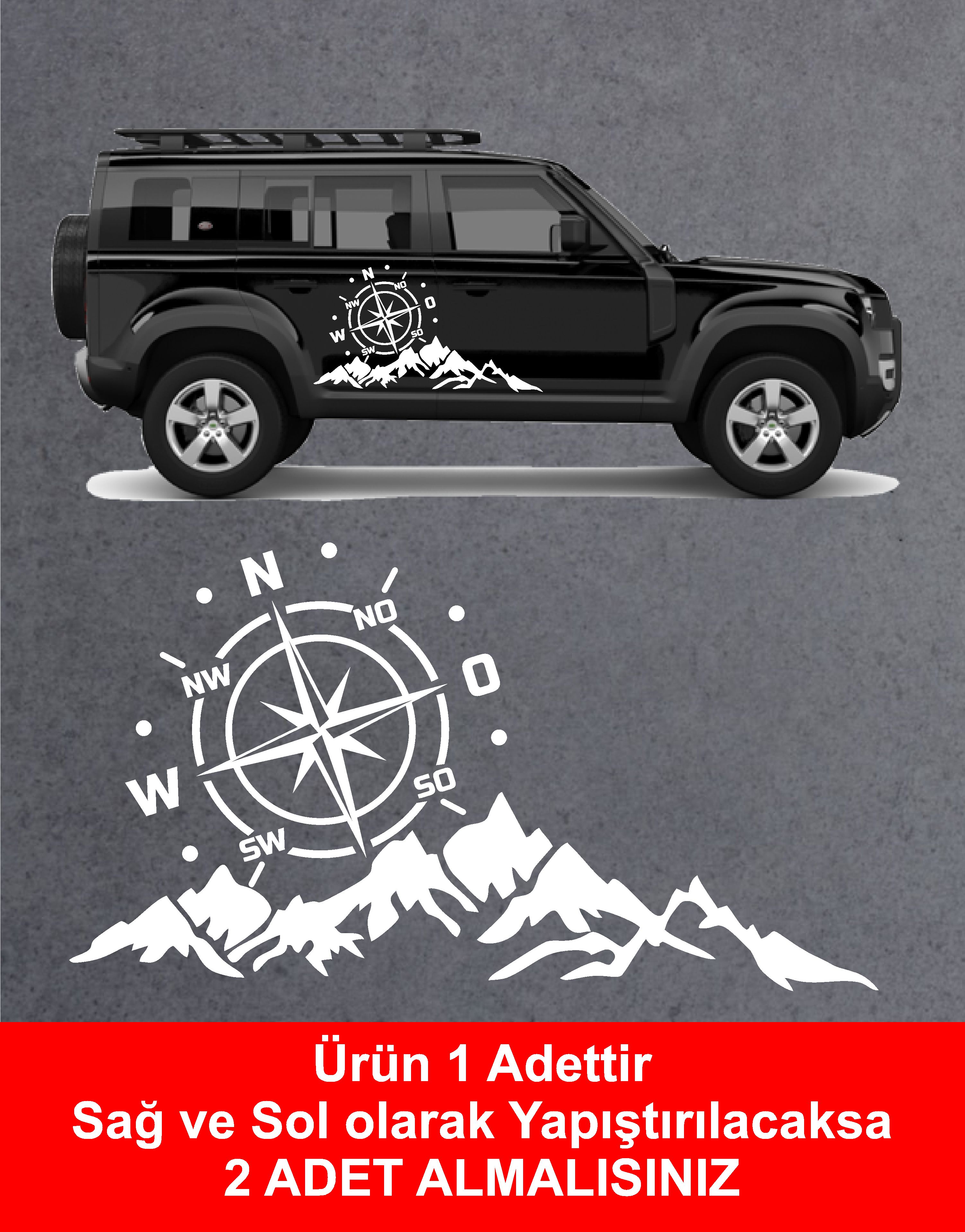Dağ Ve Pusula Sti̇cker - 4X4, Offroad, Kamp Sti̇cker - Araba Oto Motosi̇klet Karavan Cam Sti̇cker - 02171 15 Cm 