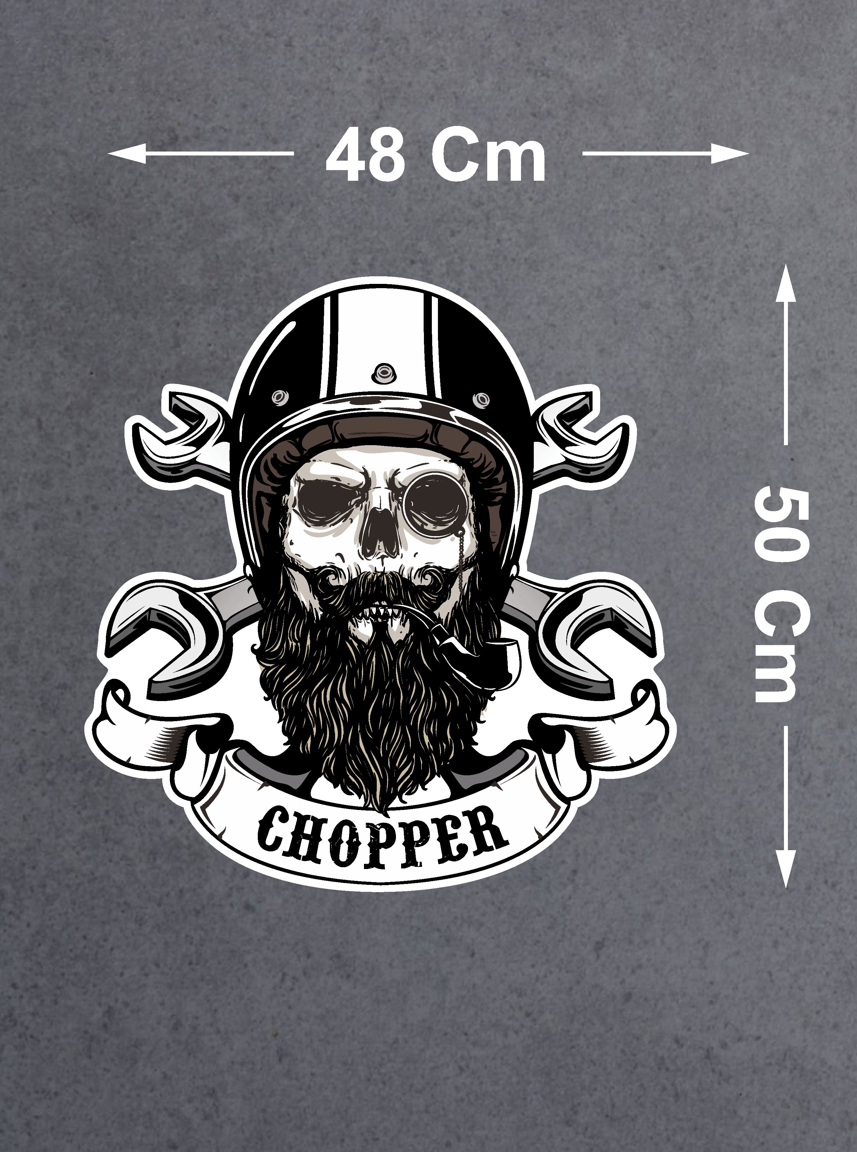 Chopper Kurukafa Sti̇cker - Motosi̇klet Araba Oto Motor Cam Sti̇cker - 00072 10X9 Cm 