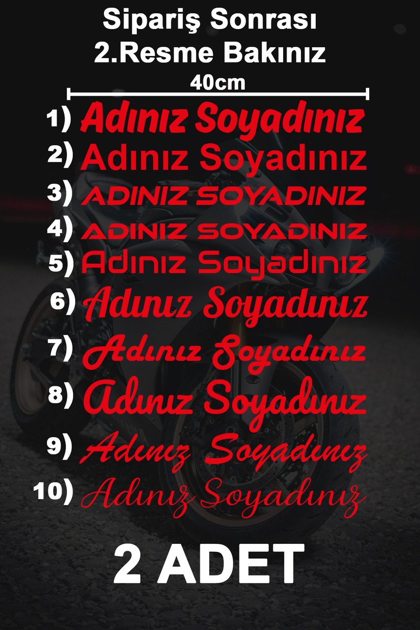 Ad Soyad Sti̇cker - İsi̇m Sti̇cker - İsi̇m Soyi̇si̇m Sti̇cker - Oto Sti̇cker - Araba Sti̇cker - 40Cm- Kırmızı 