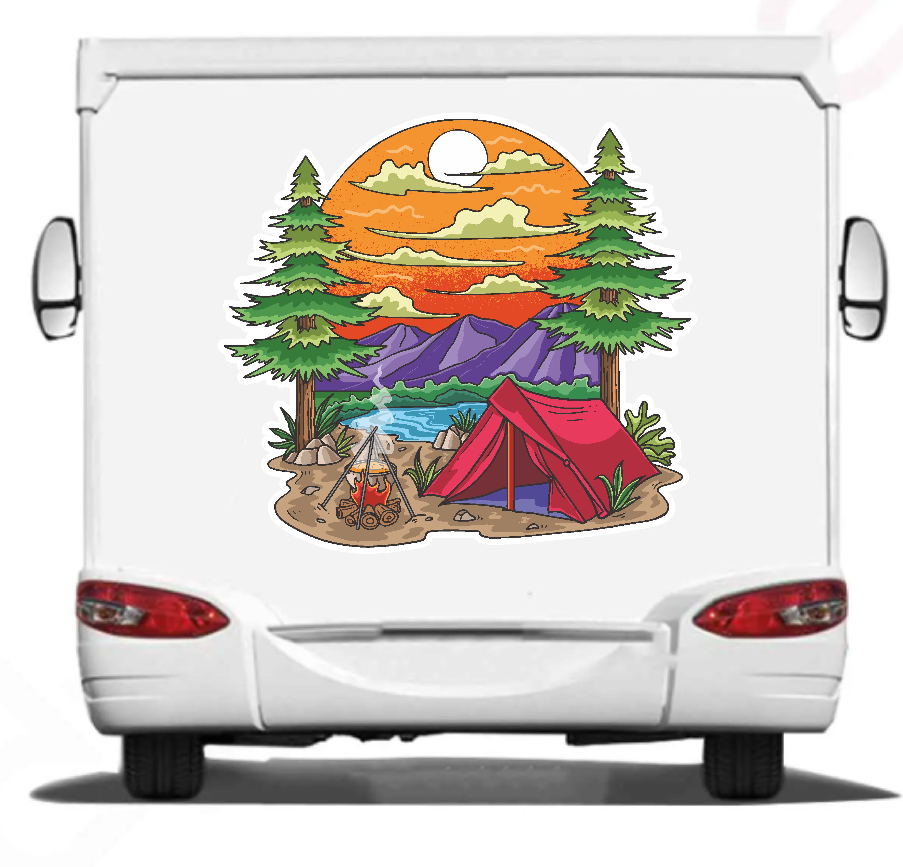 Kamp, Off Road, 4X4, Doğa, Manzara, Adventure Sti̇cker, Araba Karavan Pi̇ckup Arazi̇ Suv 02180 40X37 Cm 