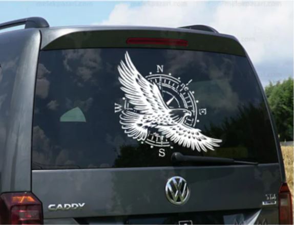 Pusula Ve Kartal Sti̇cker - Beşi̇ktaş Eagle Pusula 4X4 Off Road Sti̇cker - Araba Oto Karavan Cam Sti̇cker - 02521 25X25 Cm 