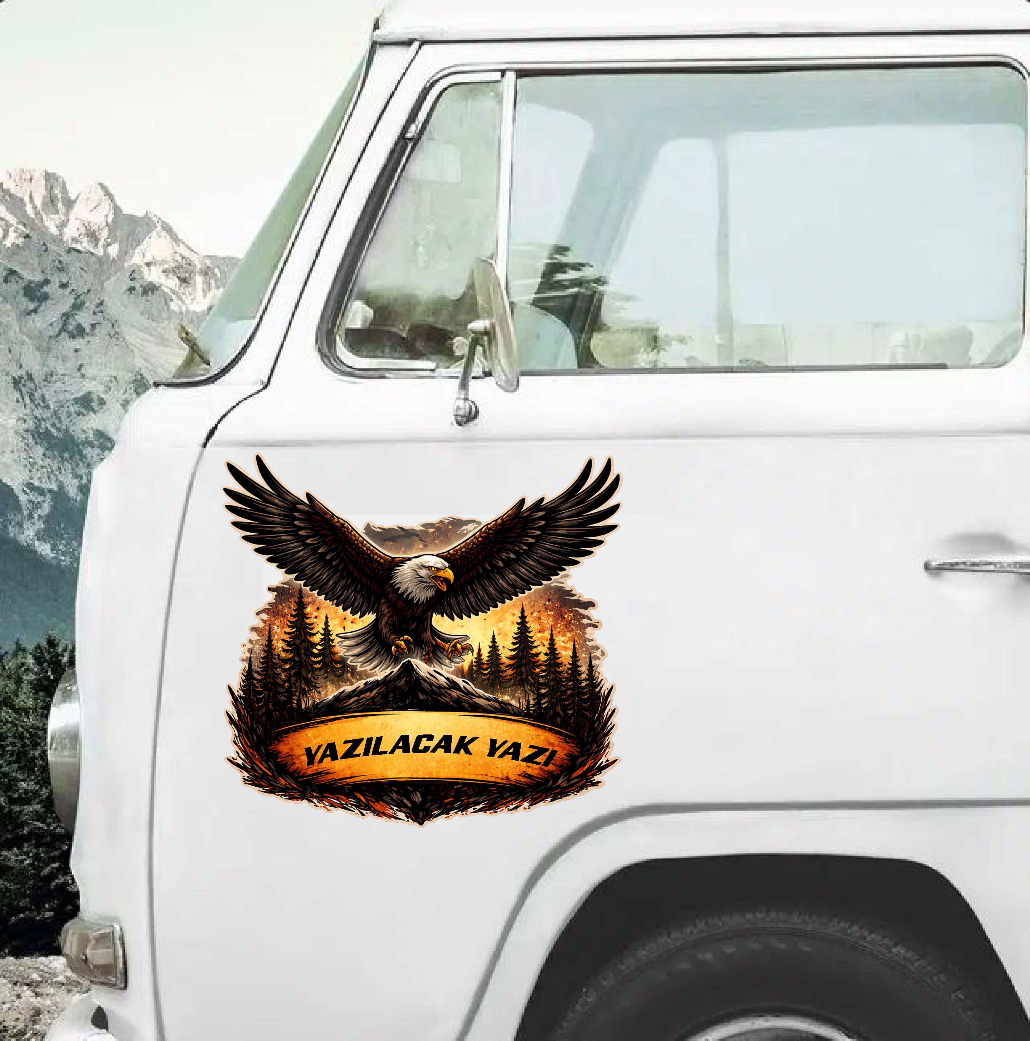 Ki̇şi̇ye Özel Vahşi̇ Kartal Sti̇cker - Vahşi̇ Hayat 4X4 Off Road Adventure Sti̇cker - Araba Oto Motosi̇klet Karavan Cam Sti̇cker - 00335 10X9 Cm 