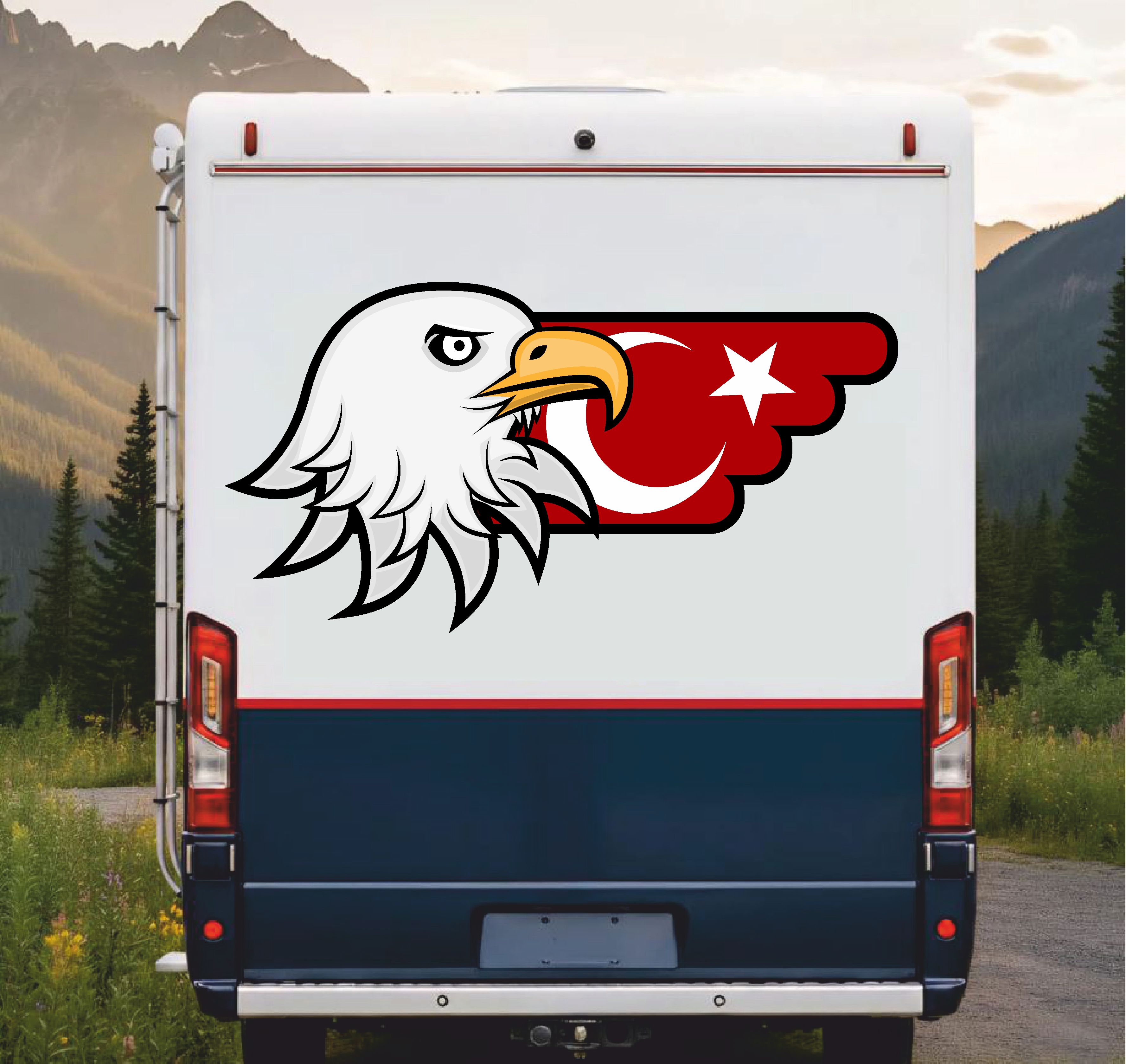 Kartal Ve Türk Bayrağı Sti̇cker - Ay Yıldız Eagle Sti̇cker - Araba Oto Motosi̇klet Karavan Sti̇cker 00727 10X5 Cm 