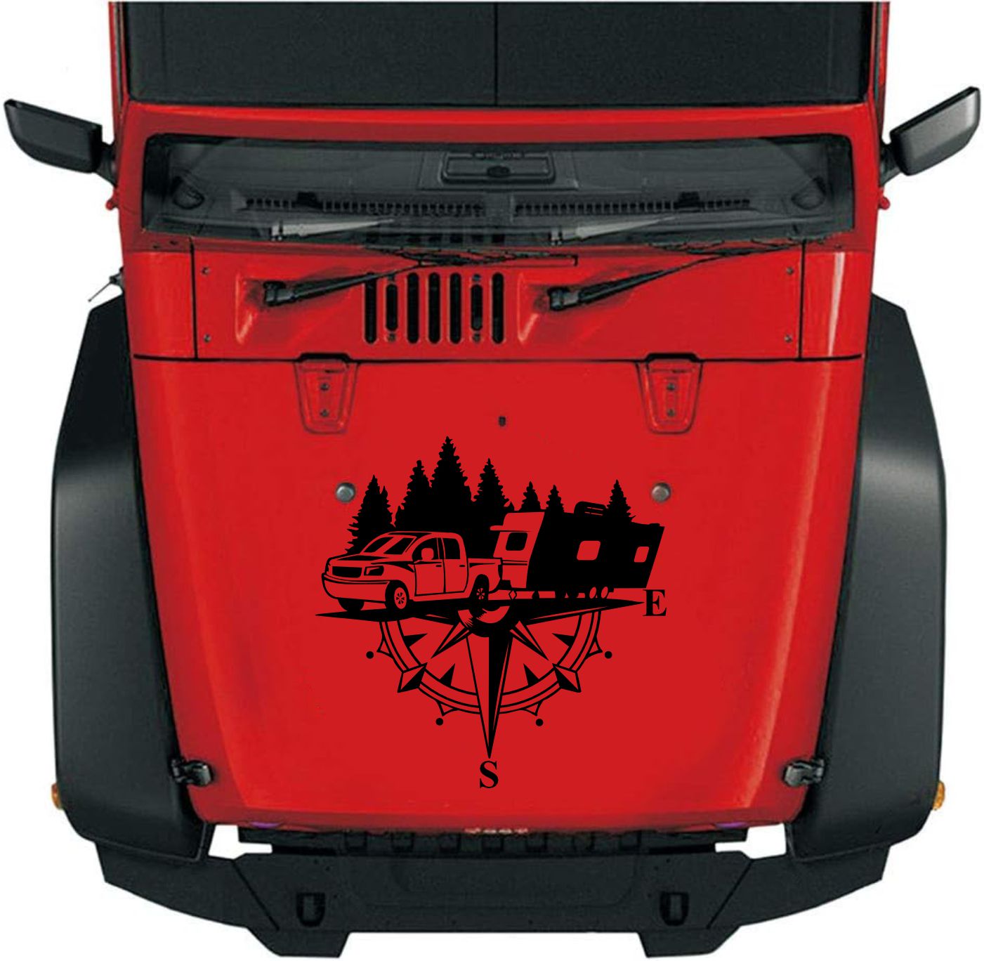 Pusula Ve Karavan Sti̇cker, Kamp Kampçı Doğa, Araba Oto Pi̇ckup Karavan Sti̇cker 02518 40X40 Cm 