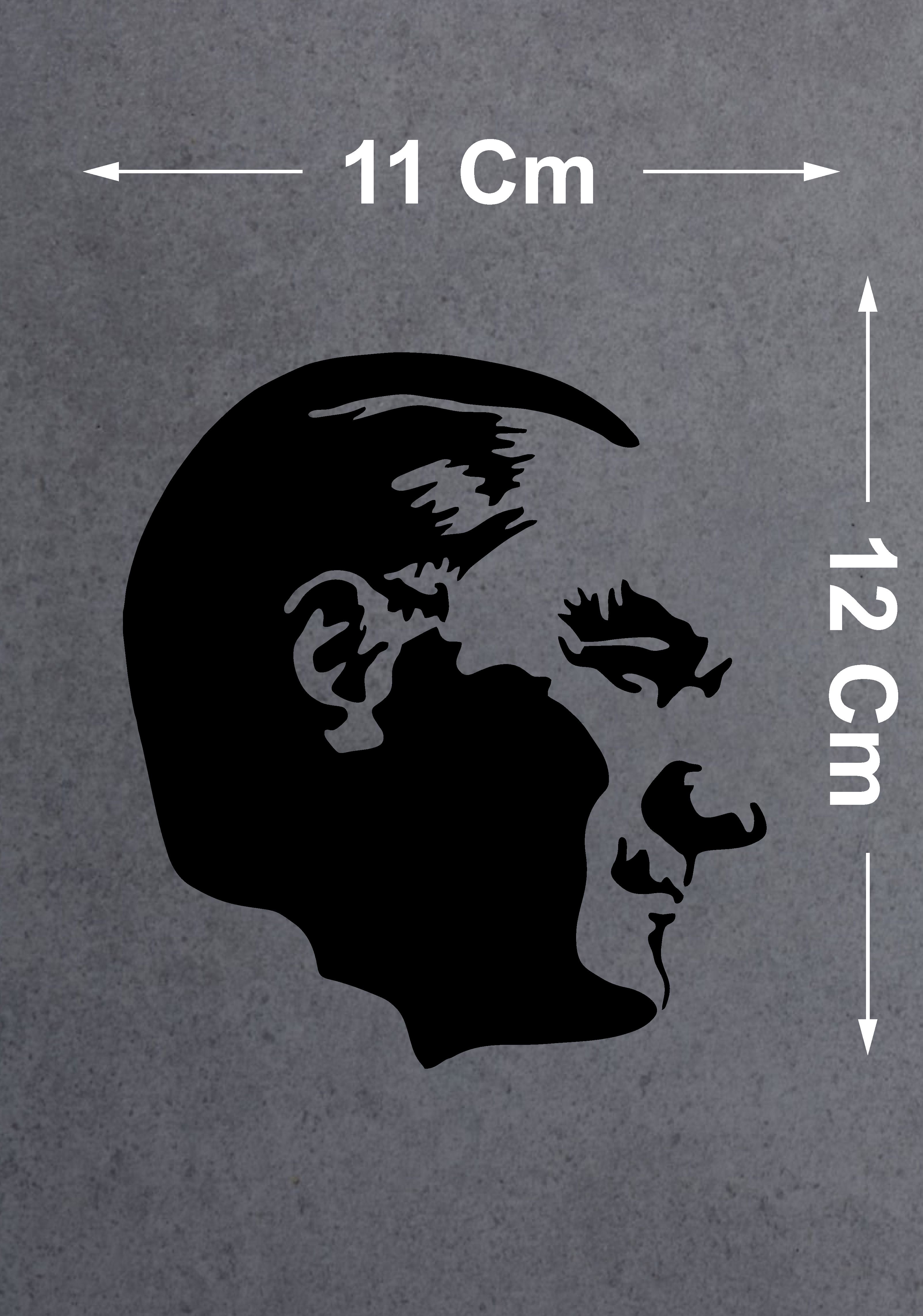 Sticker Dizayn Atatürk Silüet Sticker - Araba Oto Motosiklet Karavan Cam Sticker - 00392 12X11 Cm 