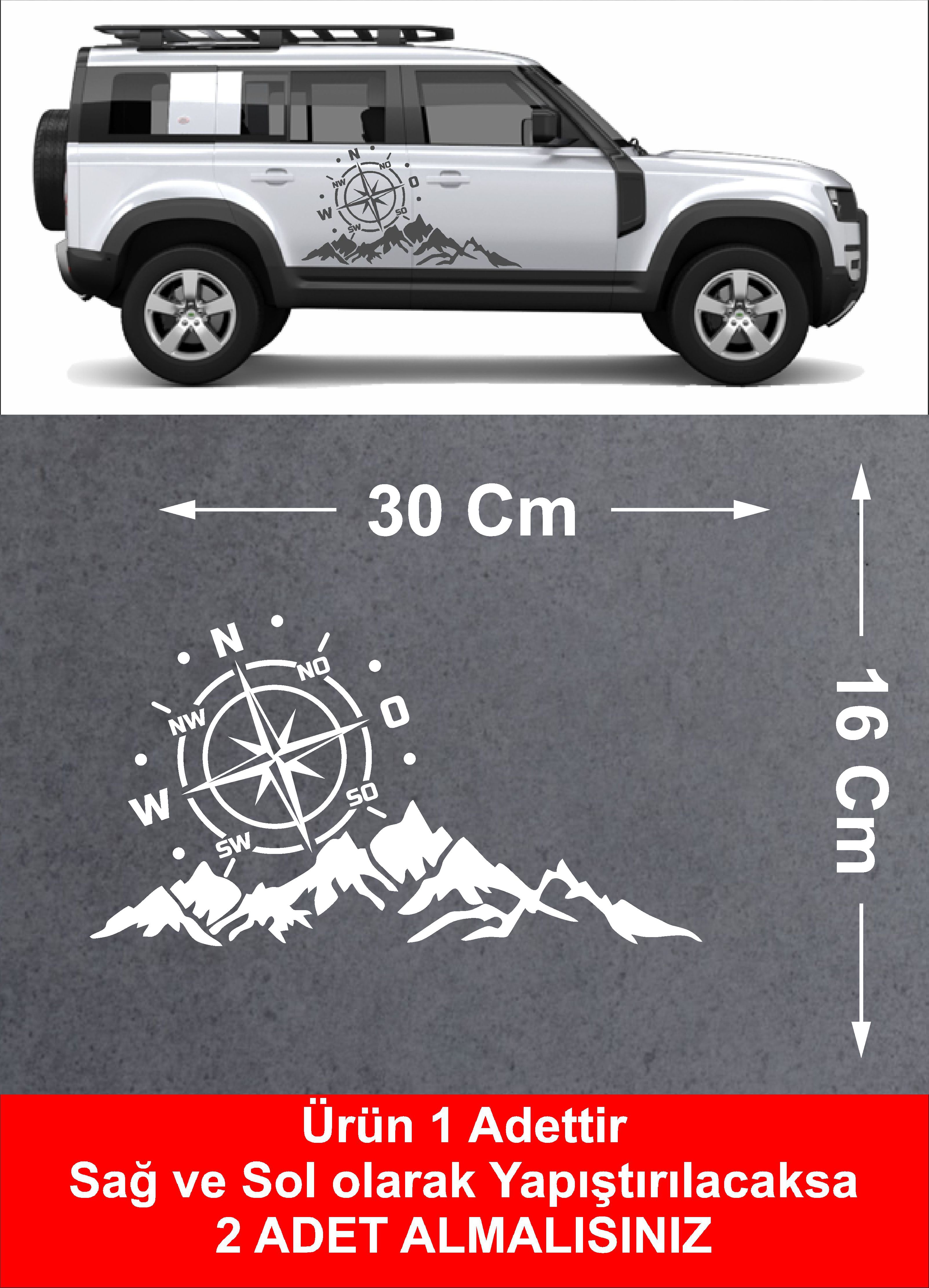 Dağ Ve Pusula Sti̇cker - 4X4, Offroad, Kamp Sti̇cker - Araba Oto Motosi̇klet Karavan Cam Sti̇cker - 02171 15 Cm 
