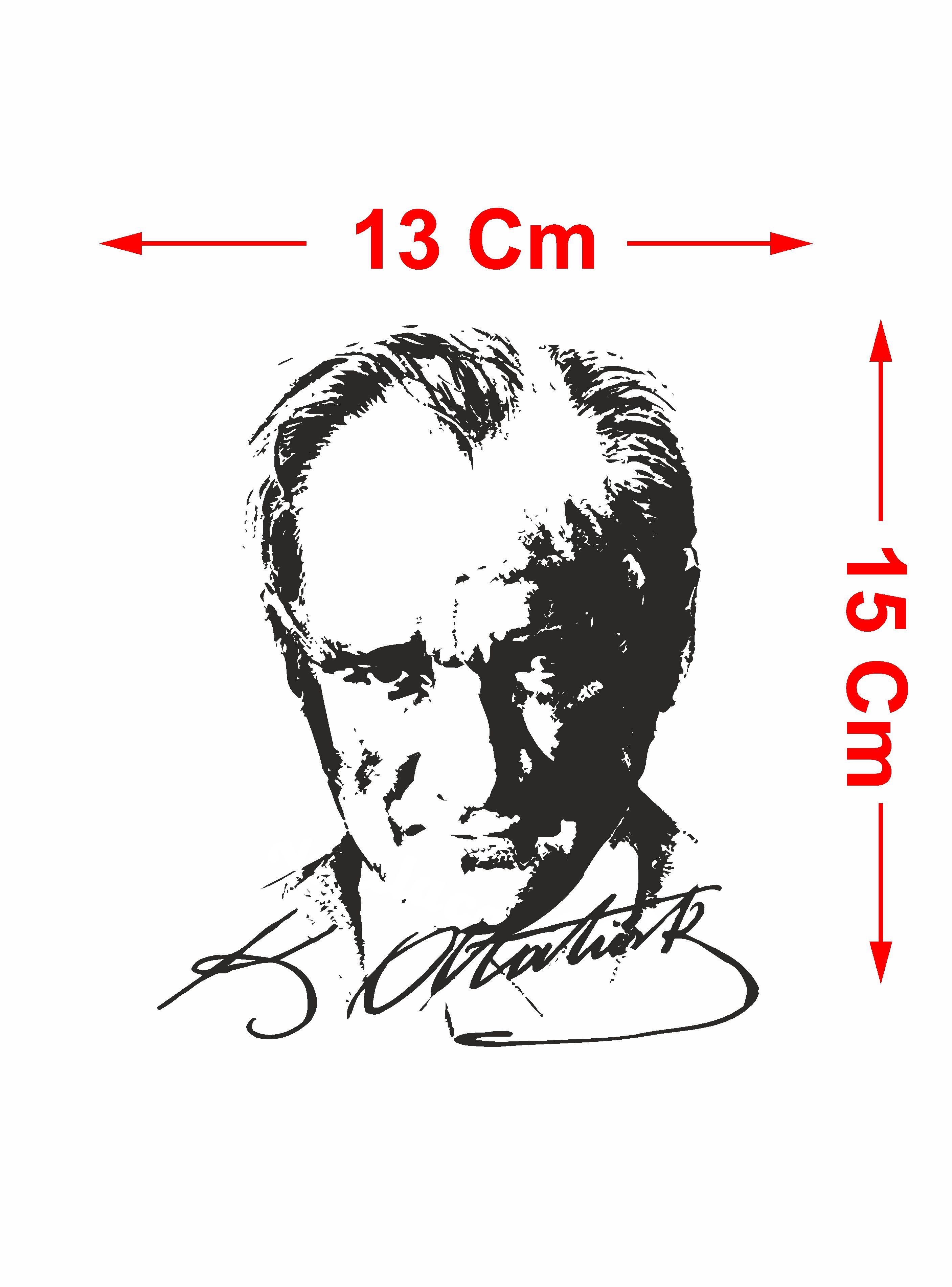 Atatürk - Mustafa Kemal Atatürk Sti̇cker - Araba - Oto - Motosi̇klet Sti̇cker 00017 50X43 Cm 