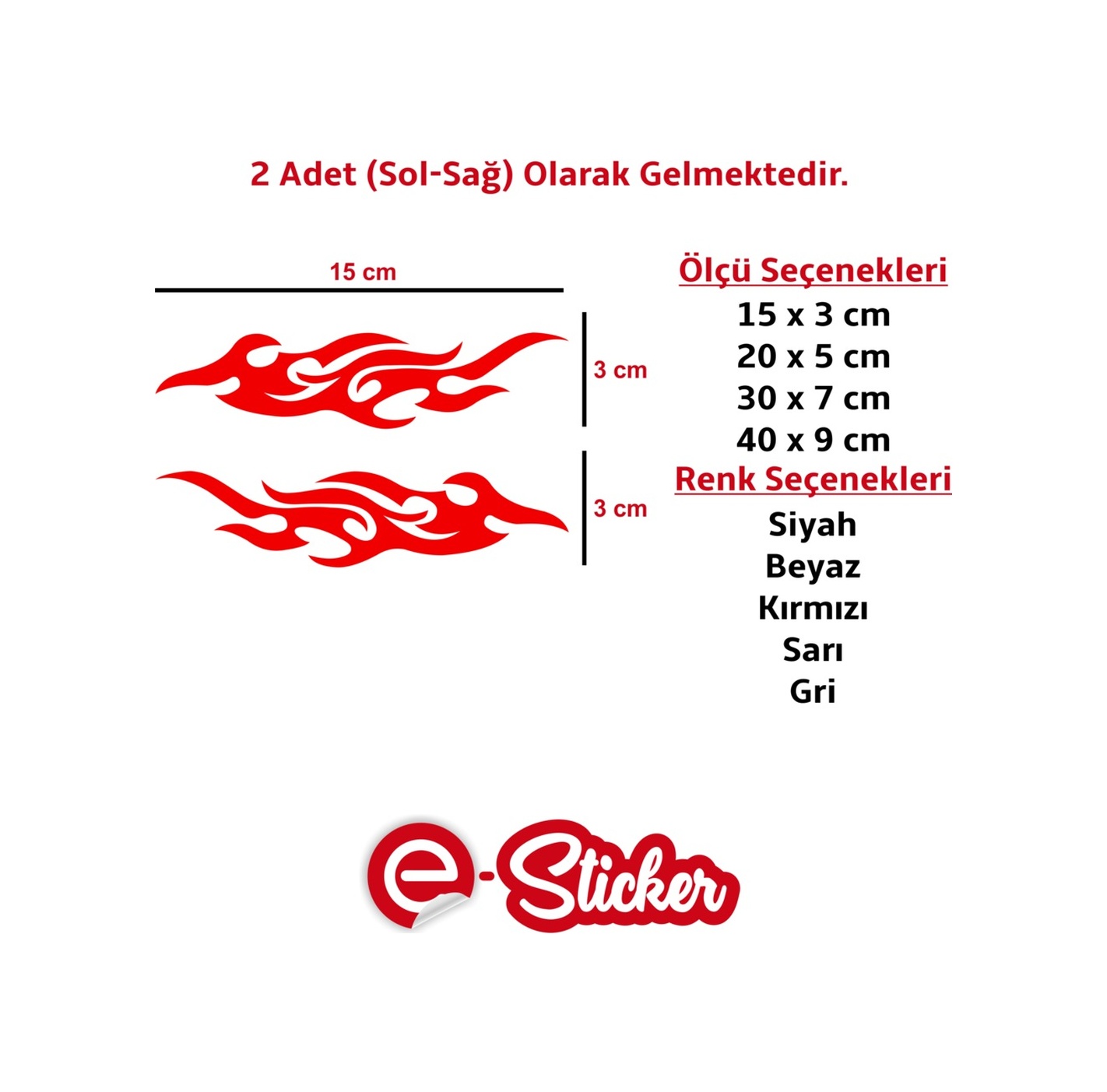 2 Adet Alev Oto Sti̇cker Beyaz-40 X 9 Cm