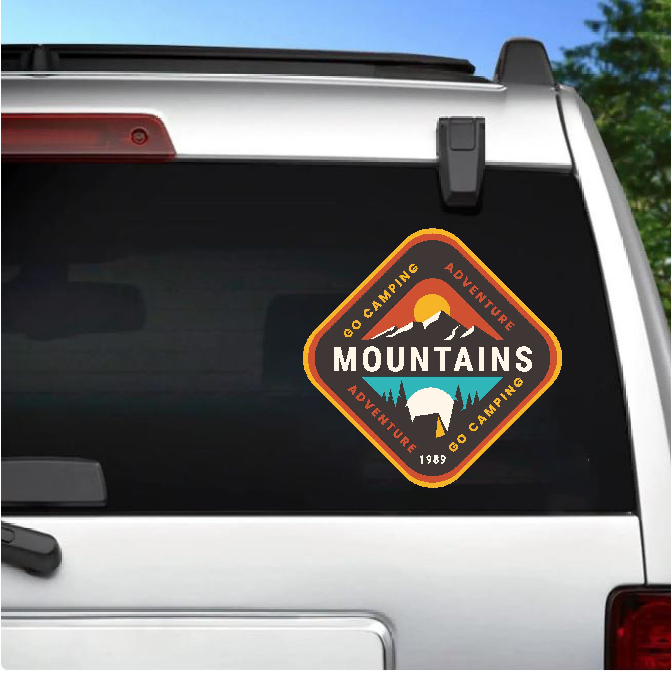 Dağ Kamp Ve Macera Sti̇cker - Campi̇ng Adventure Mountai̇ns Sti̇cker - Araba Oto Motosi̇klet Karavan Cam Sti̇cker - 00114 10X10 Cm 
