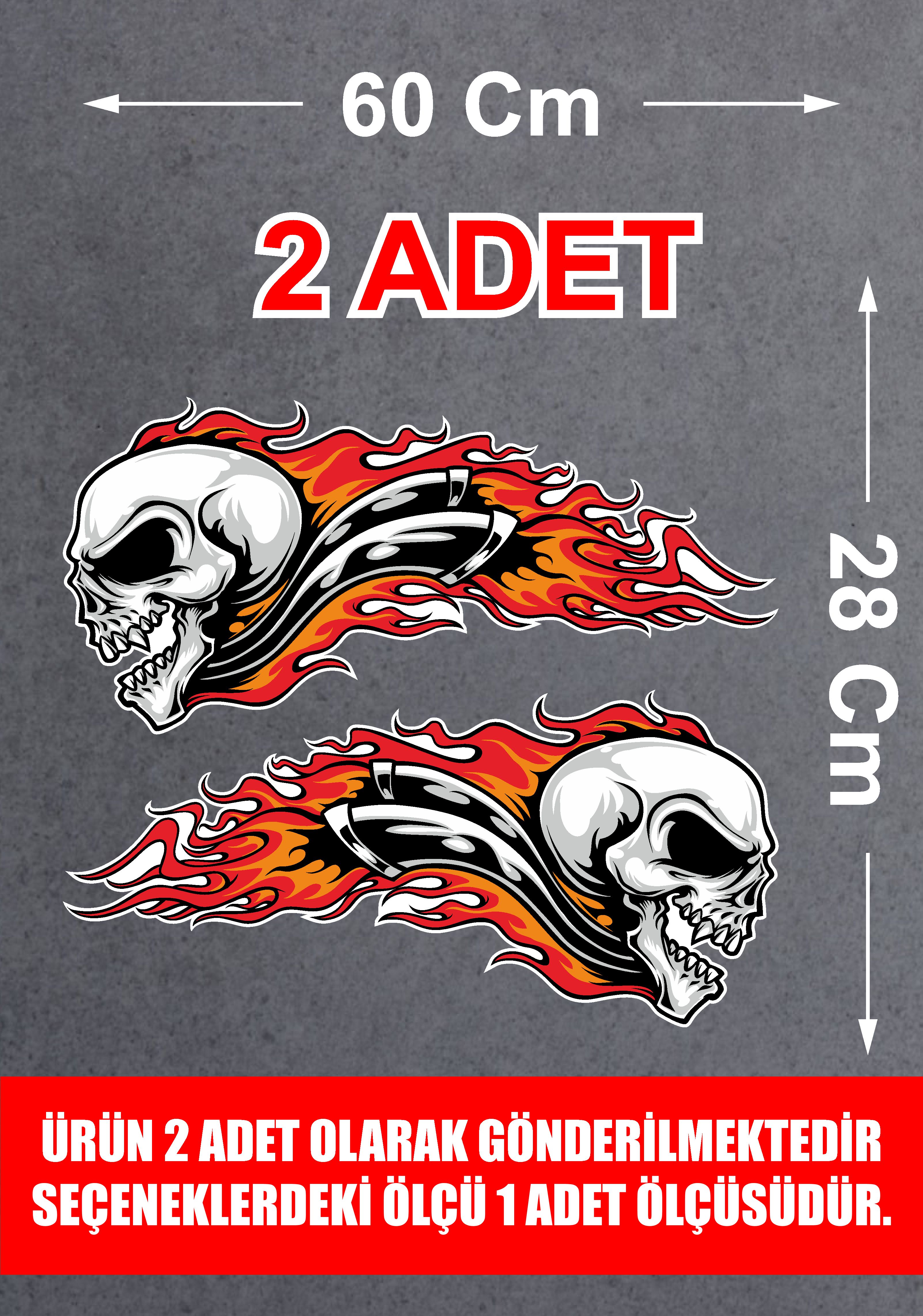 Alevli̇ Kurukafa Sti̇cker - Araba Oto Motosi̇klet Karavan Cam Sti̇cker - 00027 6X3 Cm