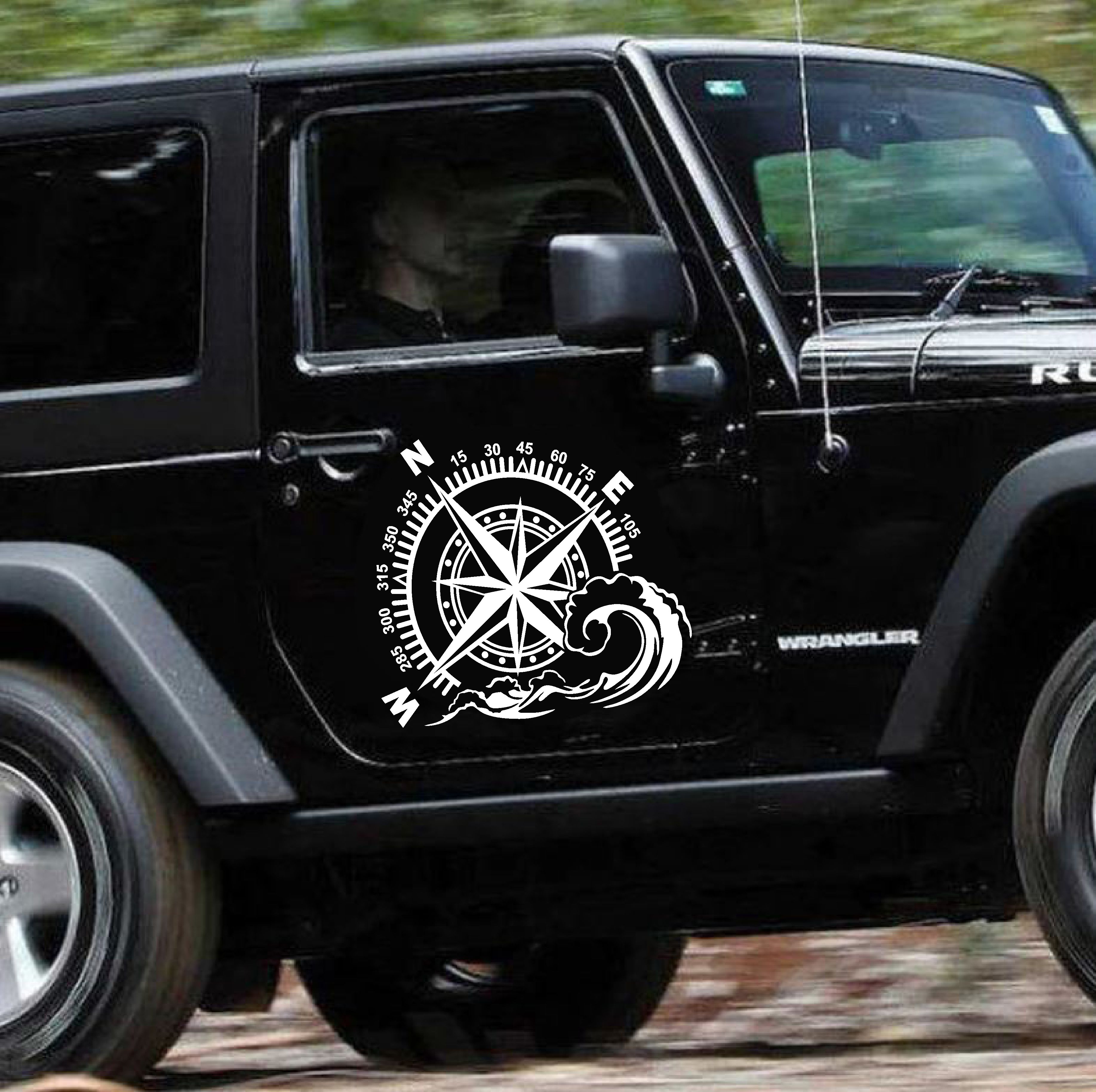 Pusula Ve Dalga Sti̇cker - 4X4 Off Road Adventure Kamp Sti̇cker - Araba Oto Karavan Motosi̇klet Sti̇cker - 00067 20X17 Cm 