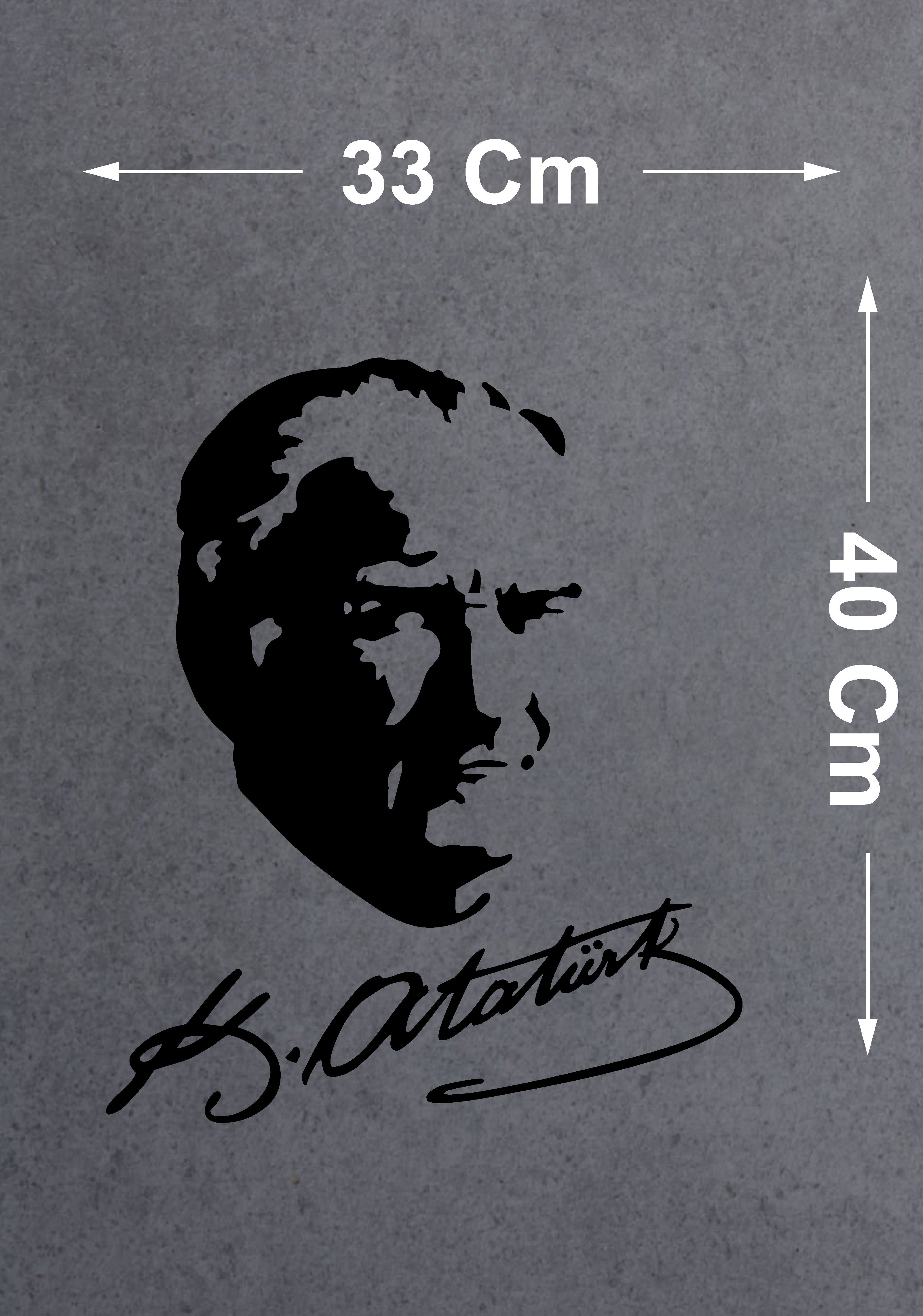 Sti̇cker Di̇zayn Atatürk Si̇lüeti̇ Ve İmza Sti̇cker - Mustafa Kemal Atatürk Başbuğ İmza Sti̇cker - Araba Oto Motosi̇klet Karavan Cam Sti̇cker - 00391 12X10 Cm 