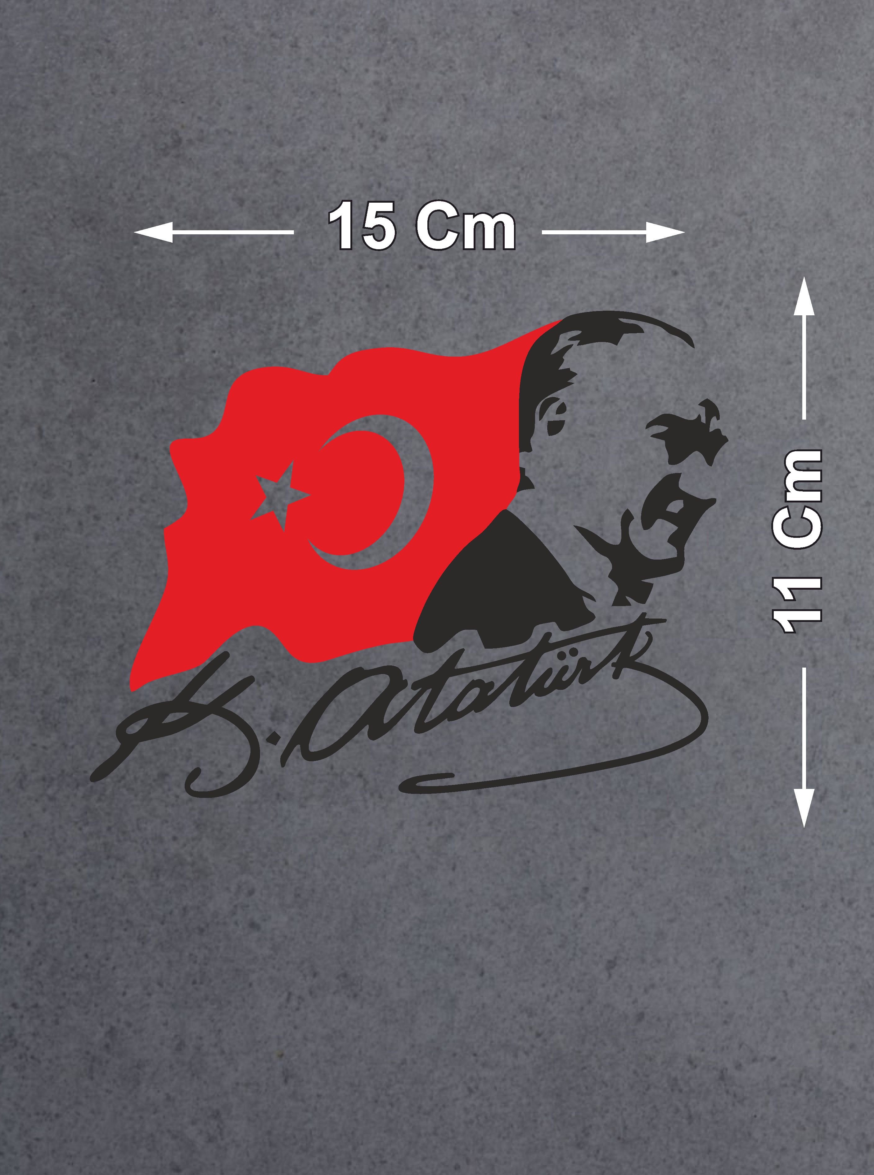 Mustafa Kemal Atatürk Sti̇cker - Türk Bayrağı Sti̇cker - Atatürk İmza Sti̇cker -Gazi̇ Başbuğ Atatürk Si̇lüet Ve Türk Bayrağı Sti̇cker 02511 12X9 Cm 