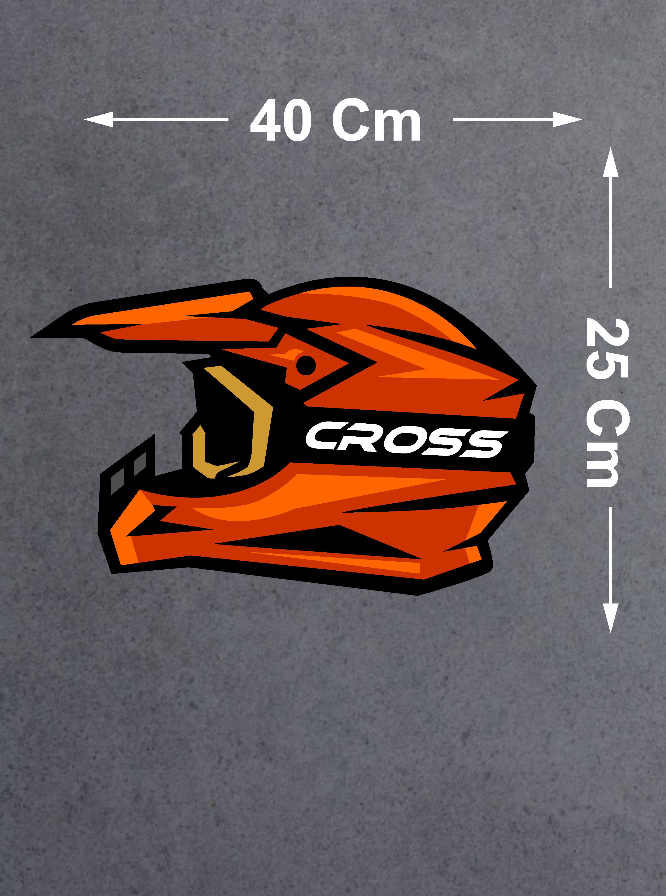 Cross Kask Sti̇cker - Motosi̇klet Cross Motosi̇klet Kask Cam Araba Oto Sti̇cker - 00021 12X8 Cm 