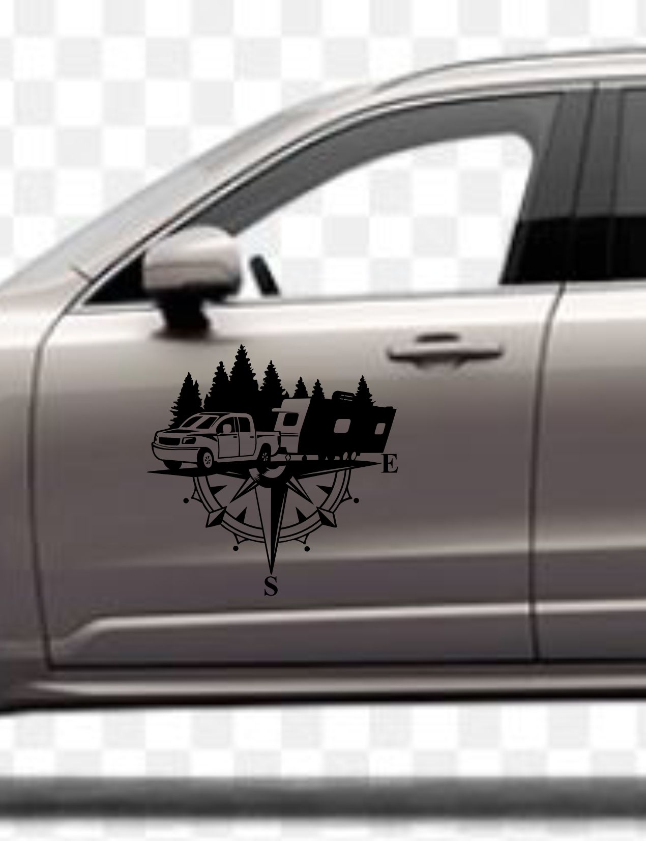 Pusula Ve Karavan Sti̇cker, Kamp Kampçı Doğa, Araba Oto Pi̇ckup Karavan Sti̇cker 02518 40X40 Cm 