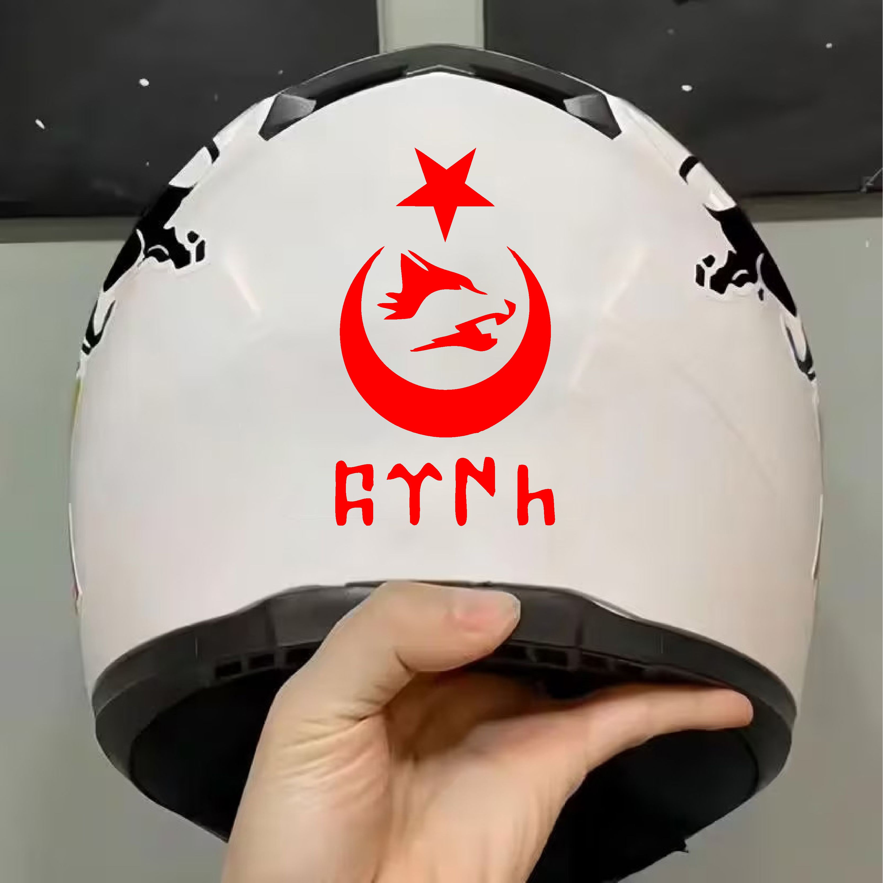 Ay Yıldız Kurt Ve Göktürkçe Türk Yazısı Sti̇cker - Araba Oto Motosi̇klet Karavan Cam Sti̇cker - 00328 10X6 Cm 