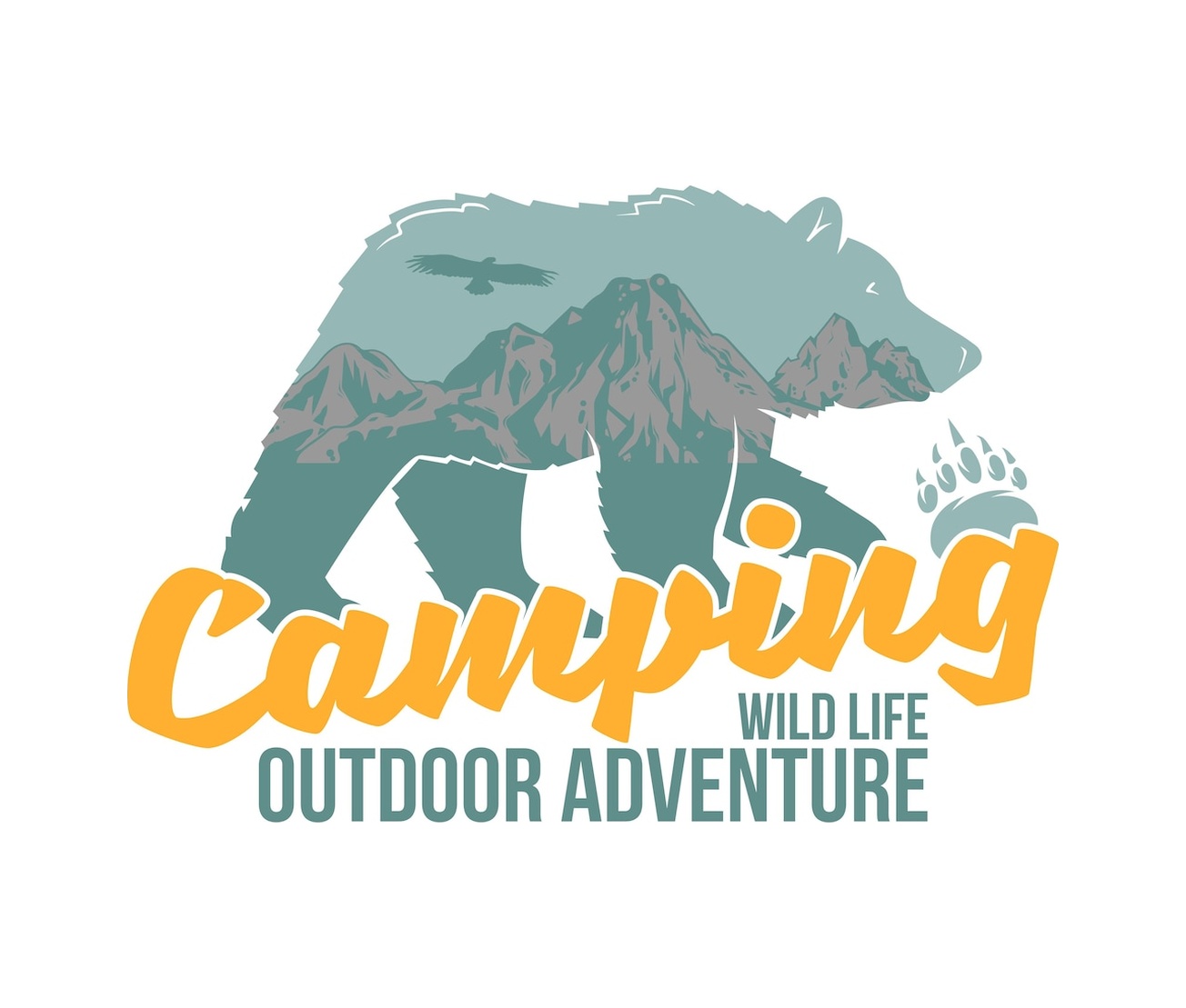 Off Road Campi̇ng Adventure Bear Sti̇cker 02020 40X27 Cm