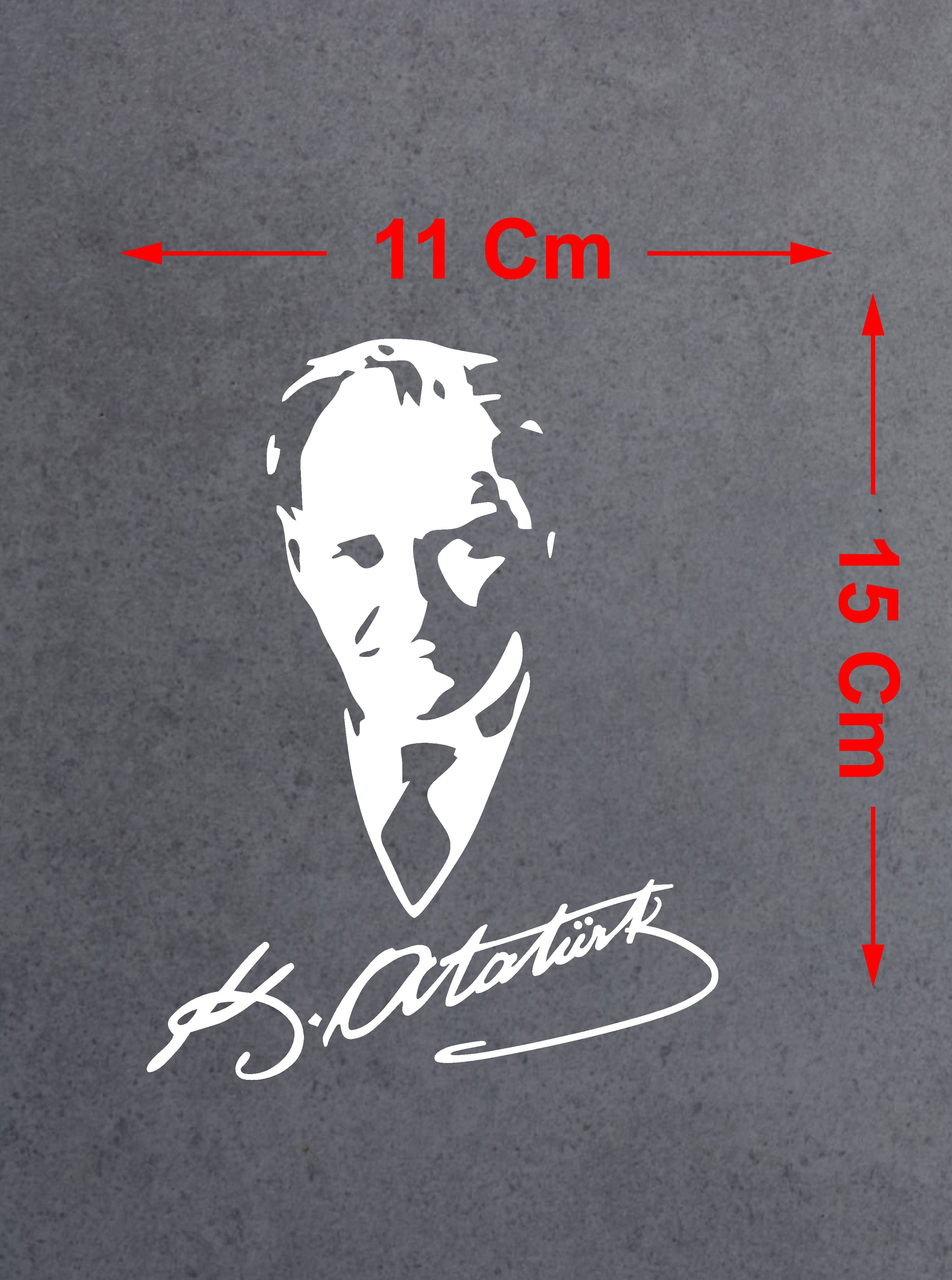 Atatürk İmza Ve Si̇lüet Sti̇cker - Gazi̇ Mustafa Kemal - Atatürk - Araba Oto Motosi̇klet Araç Karavan Sti̇cker 00565 15X11 Cm 