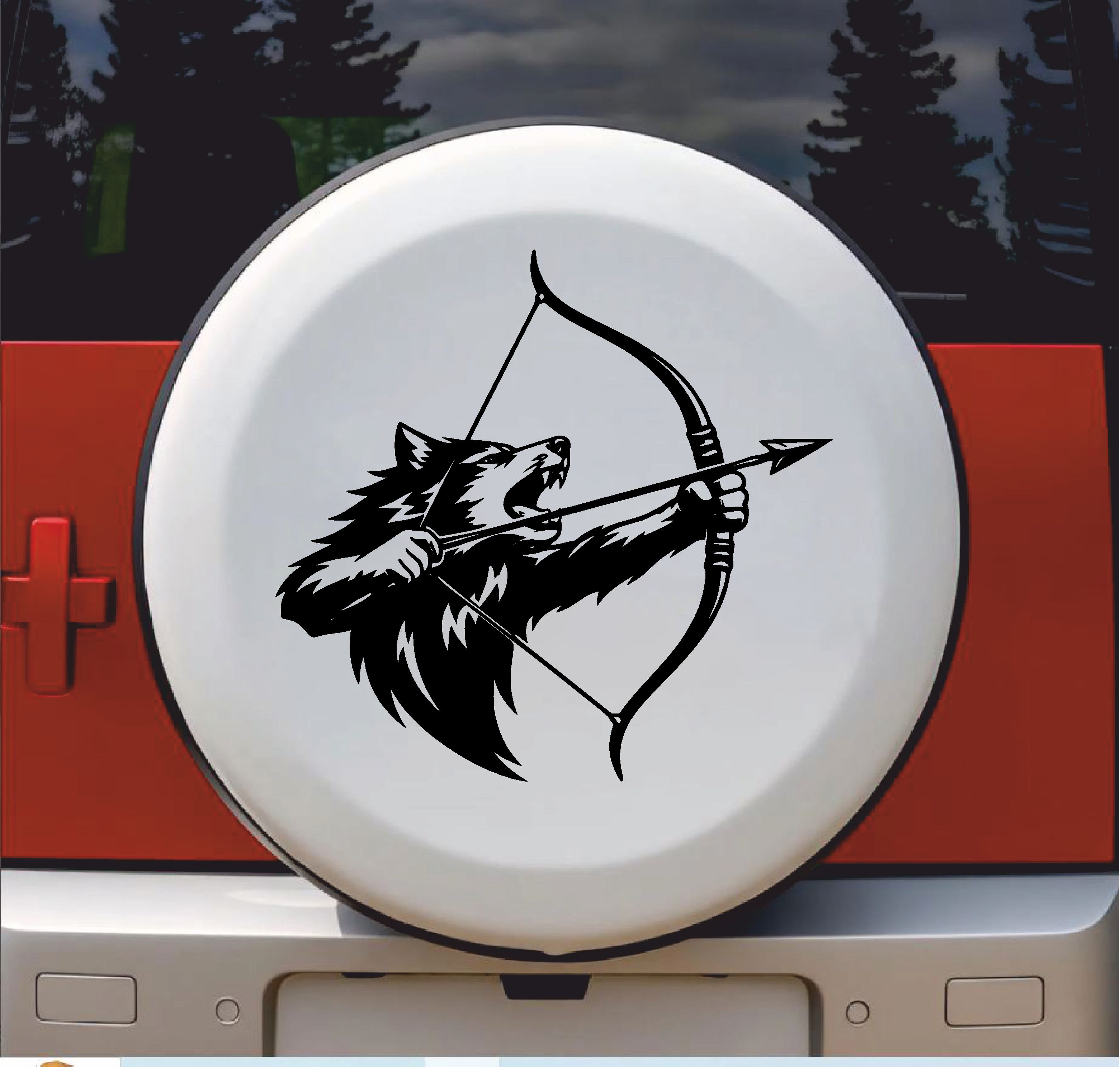 Ok Atan Gökbörü Kurt Sti̇cker - Araba Oto Motosi̇klet Karavan Sti̇cker - 00313 15X14 Cm 