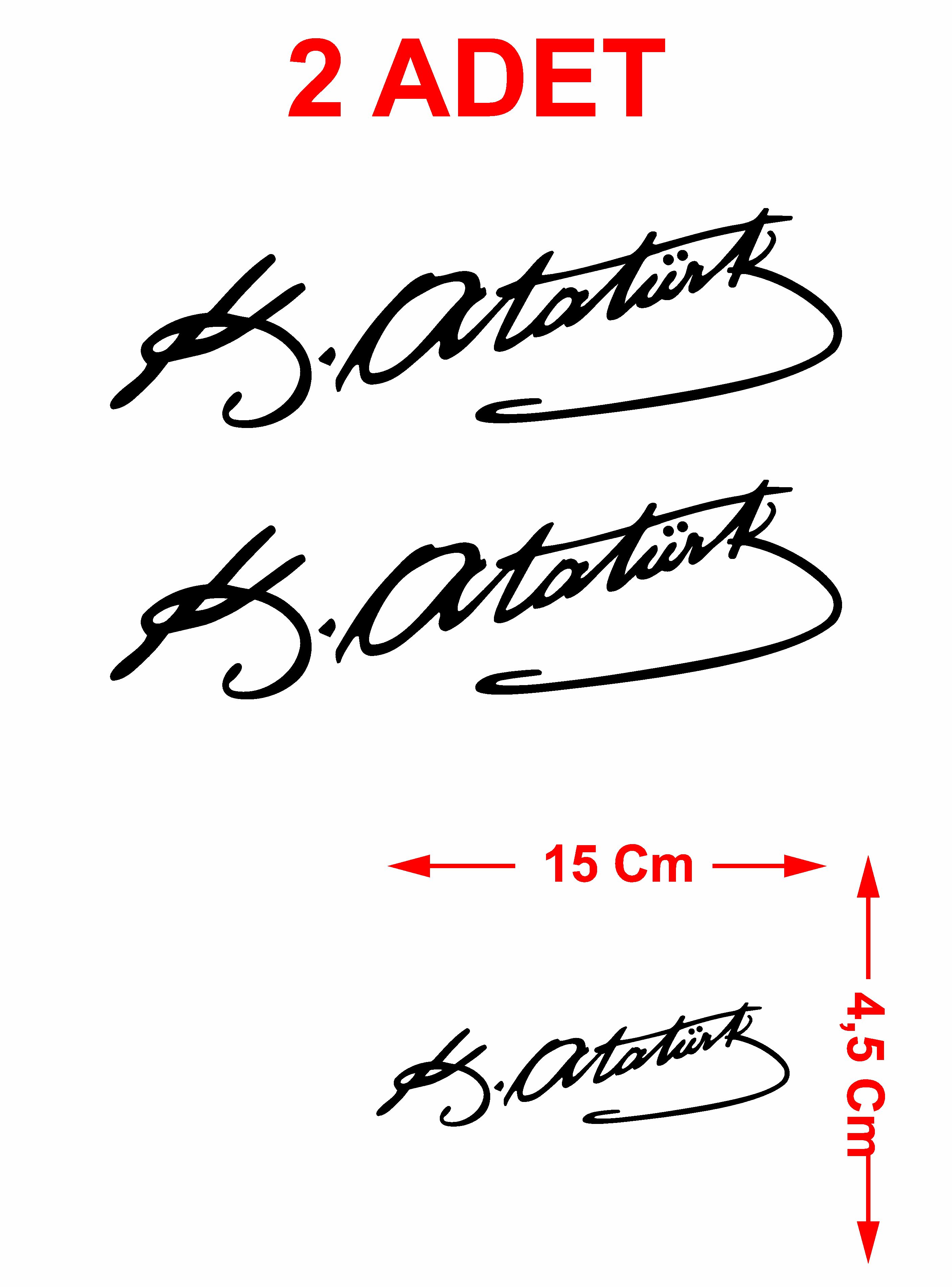 Atatürk Imza Sti̇cker - 2 Adet Mustafa Kemal Atatürk Imza Araba Oto Motosi̇klet Karavan Sti̇cker 00016 50X15 Cm 